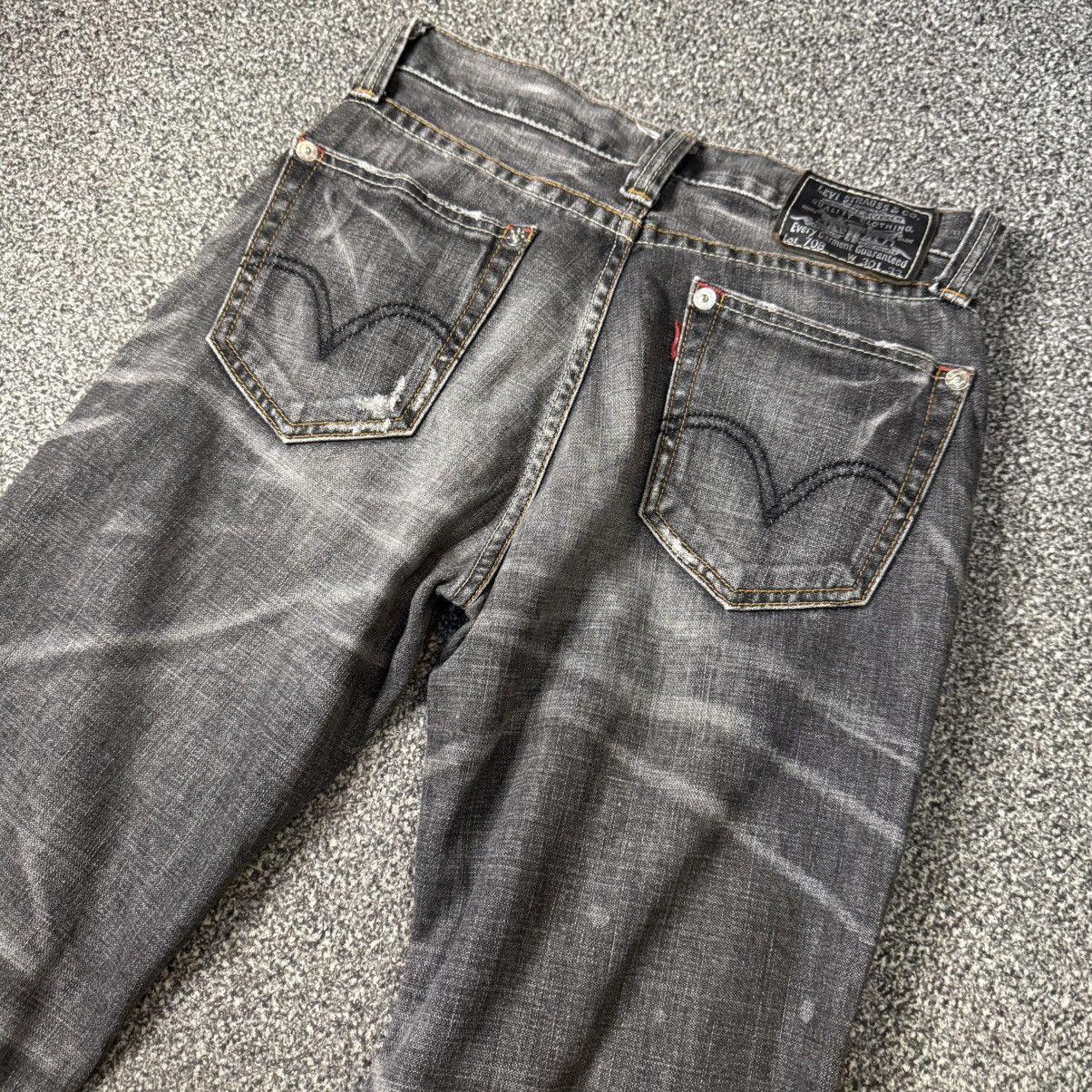 Beauty Beast 🔥 Vintage Flared y2k Levis 708 Black Distressed Denim Size US 30 / EU 46 - 8 Thumbnail