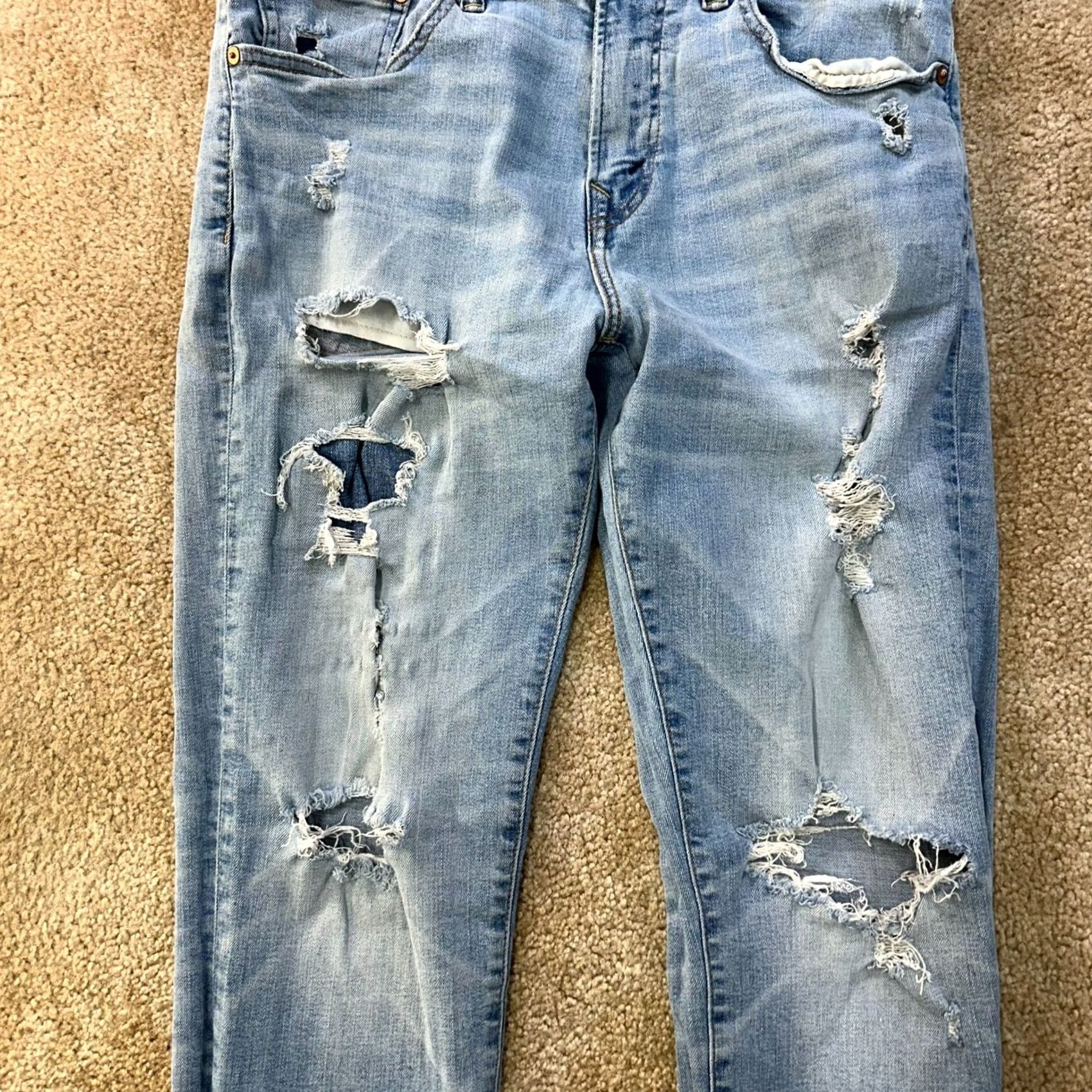 American Eagle Outfitters American Eagle Athletic Straight Jeans Men's 32x34 Denim Stretch 5-Pocket Blue 90s Hipster Mens Size US 32 / EU 48 - 2 Thumbnail