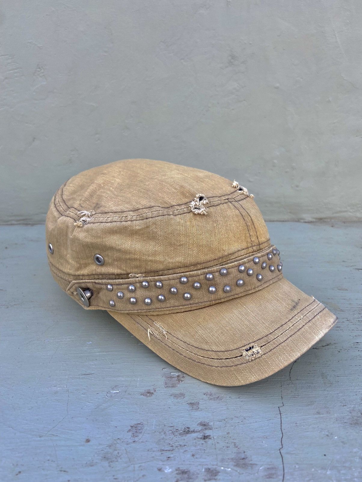 If Six Was Nine 2000s japanese hat pearl studded patrol hat Size ONE SIZE - 5 Thumbnail
