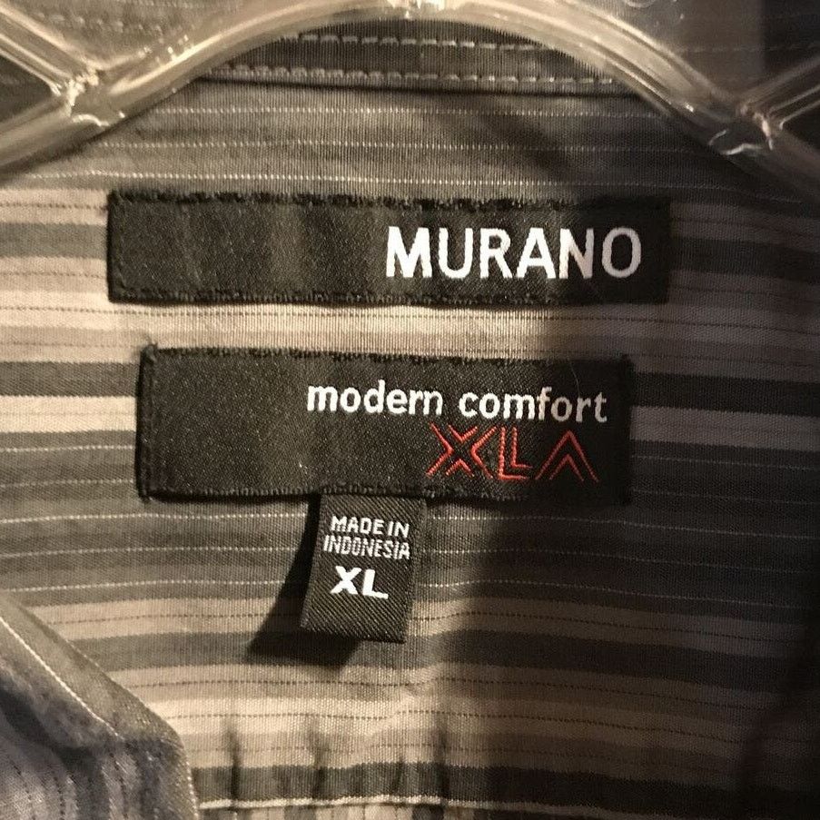 Murano Murano Modern Comfort XLA Men's XL LS Gray Striped Shirt Size US XL / EU 56 / 4 - 3 Thumbnail