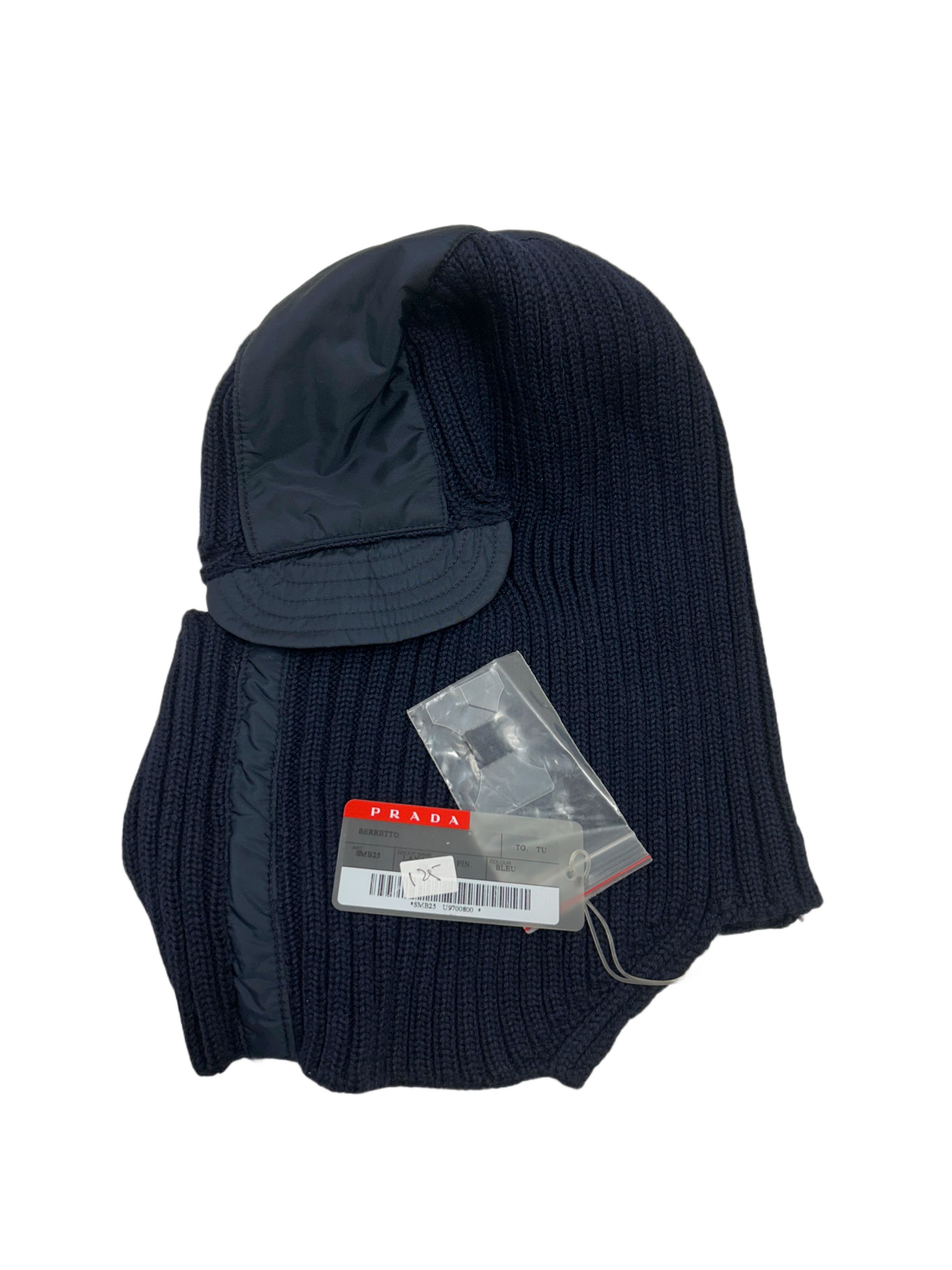 Prada Prada Linea Rossa Blue Ribbed Wool Balaclava Size ONE SIZE - 4 Thumbnail