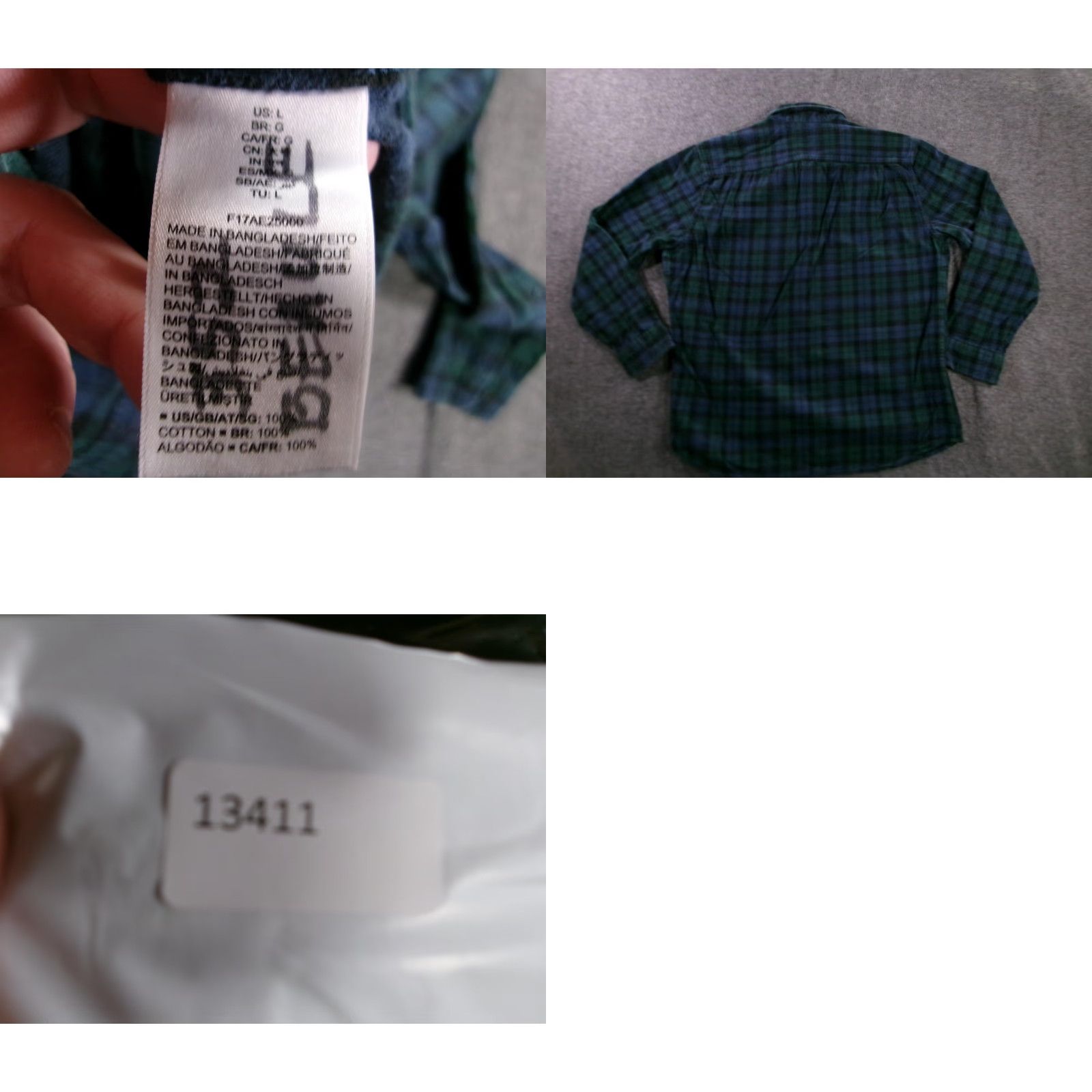 Essentials AMAZON ESSENTIALS Green Plaid Flannel Button-Up Shirt Men Large Classic Casual Size US L / EU 52-54 / 3 - 8 Thumbnail