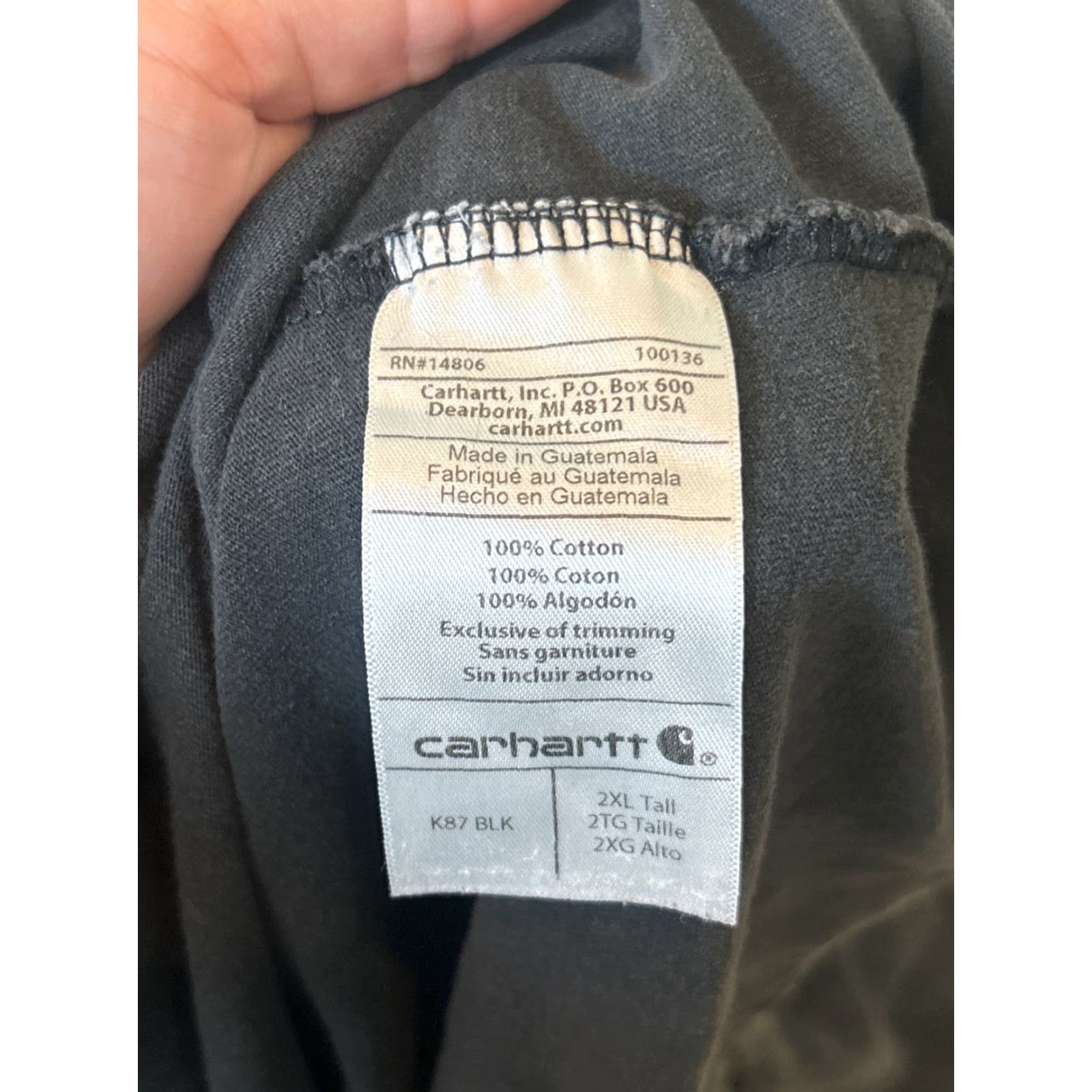 Carhartt Carhartt T-Shirt Mens XXL Tall Black Short Sleeve Original Fit Stained Size US XXL / EU 58 / 5 - 7 Thumbnail