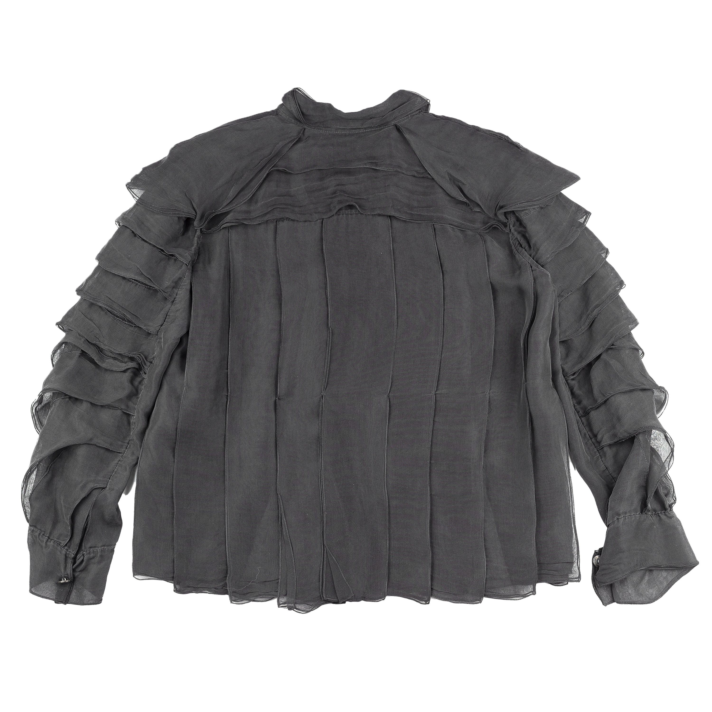 Louis Vuitton Louis Vuitton LV Vintage Black Pleats Silk Shirt (M) Size M / US 6-8 / IT 42-44 - 2 Thumbnail