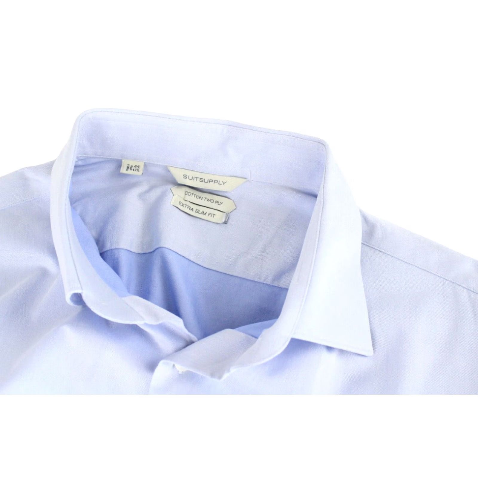 Suitsupply SUITSUPPLY Shirt 44 / 17 1/2 Blue Extra Slim Fit Formal Spread Collar Men's Size 44R - 4 Thumbnail