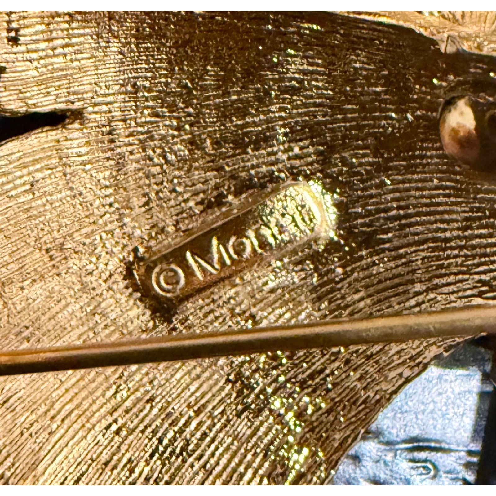 Monet Vintage Signed Monet Gold Tone Textured Swirl Brooch Size ONE SIZE - 3 Thumbnail