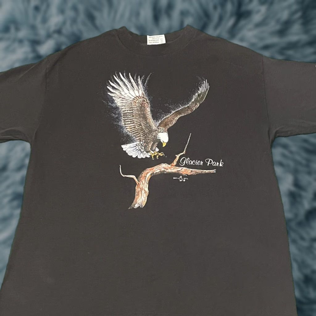 Vintage VINTAGE Eagle Glacier Park Nature Tee 1980 Shirt Mens Size L Black 80s USA Nature Mens Size US L / EU 52-54 / 3 - 1 Thumbnail
