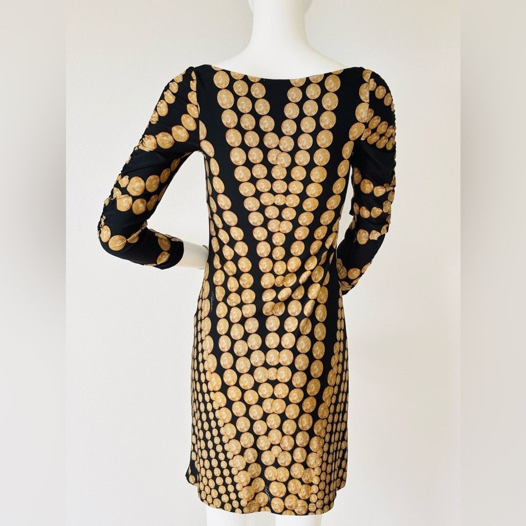 Roberto Cavalli Roberto Cavalli Gold Chain Print Dress Black Designer Mini S Size S / US 4 / IT 40 - 2 Thumbnail