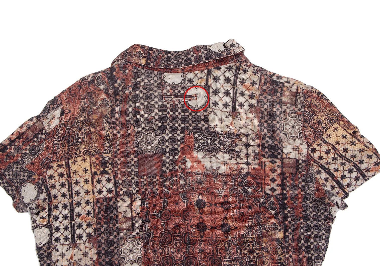 Jean Paul Gaultier Cotton Patterned Snap Button Polo Shirt in Brown Size US M / EU 48-50 / 2 - 9 Thumbnail