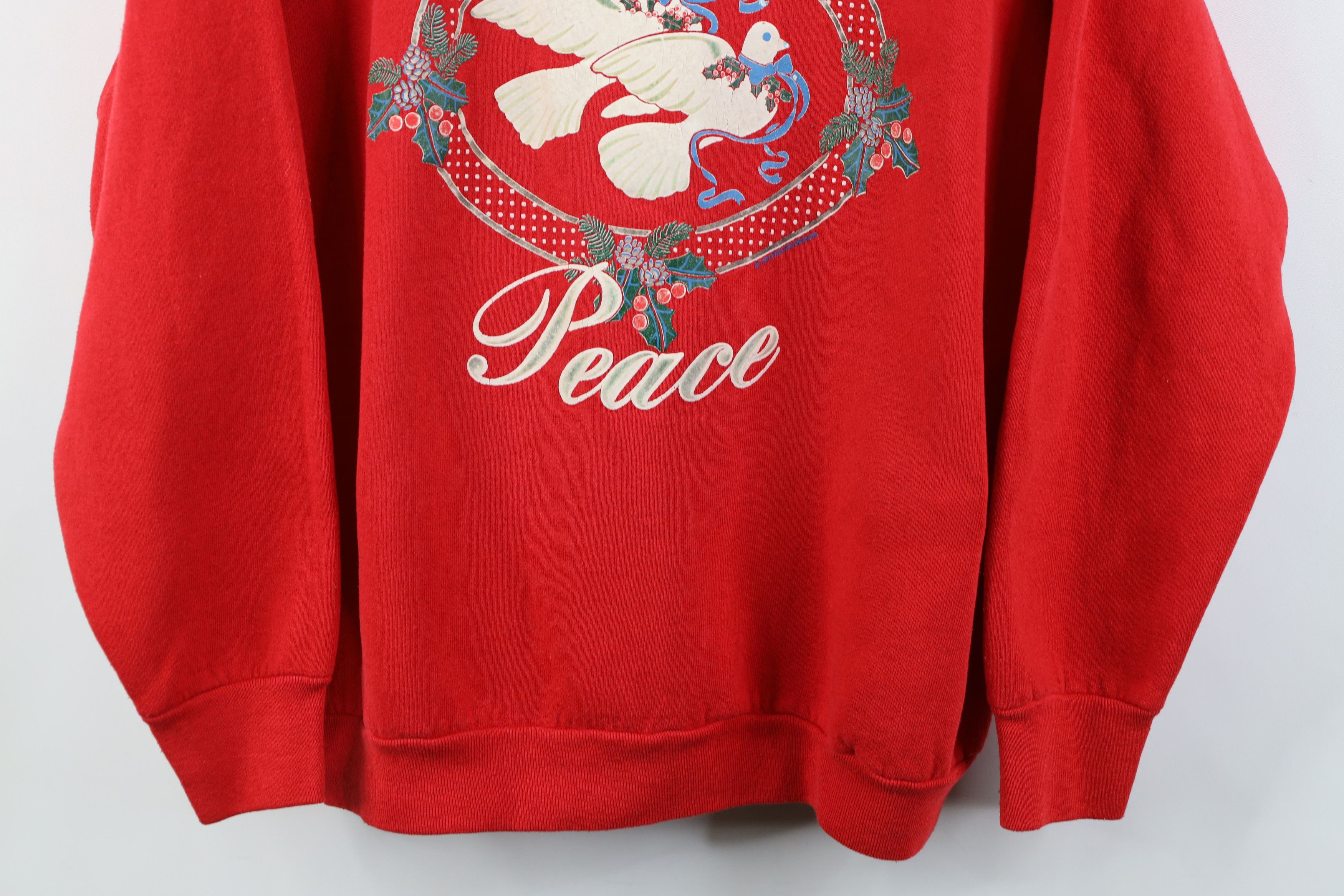 Vintage Vintage 90s Doves Birds Wreath Christmas Sweatshirt USA Size L / US 10 / IT 46 - 3 Thumbnail