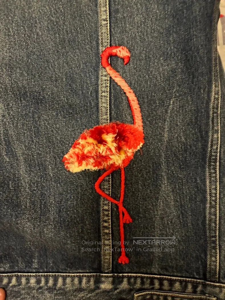 Saint Laurent Paris Saint Laurent SLP Flamingo Embroidered Denim Jacket. Size US M / EU 48-50 / 2 - 3 Thumbnail