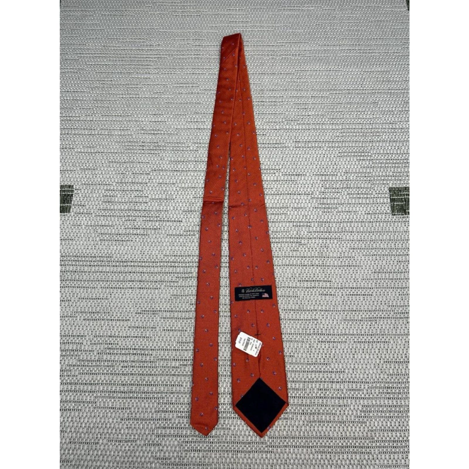 Brooks Brothers Brooks Brothers Necktie Mens OS Orange Silk Textured Embroidered Formal New Size ONE SIZE - 4 Thumbnail