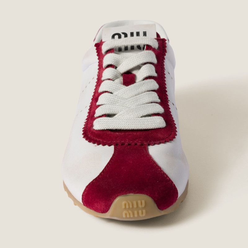 Miu Miu o1B3y1r0526 Padded Nappa Leather And Suede Sneakers Size US 8 / IT 38 - 4 Thumbnail