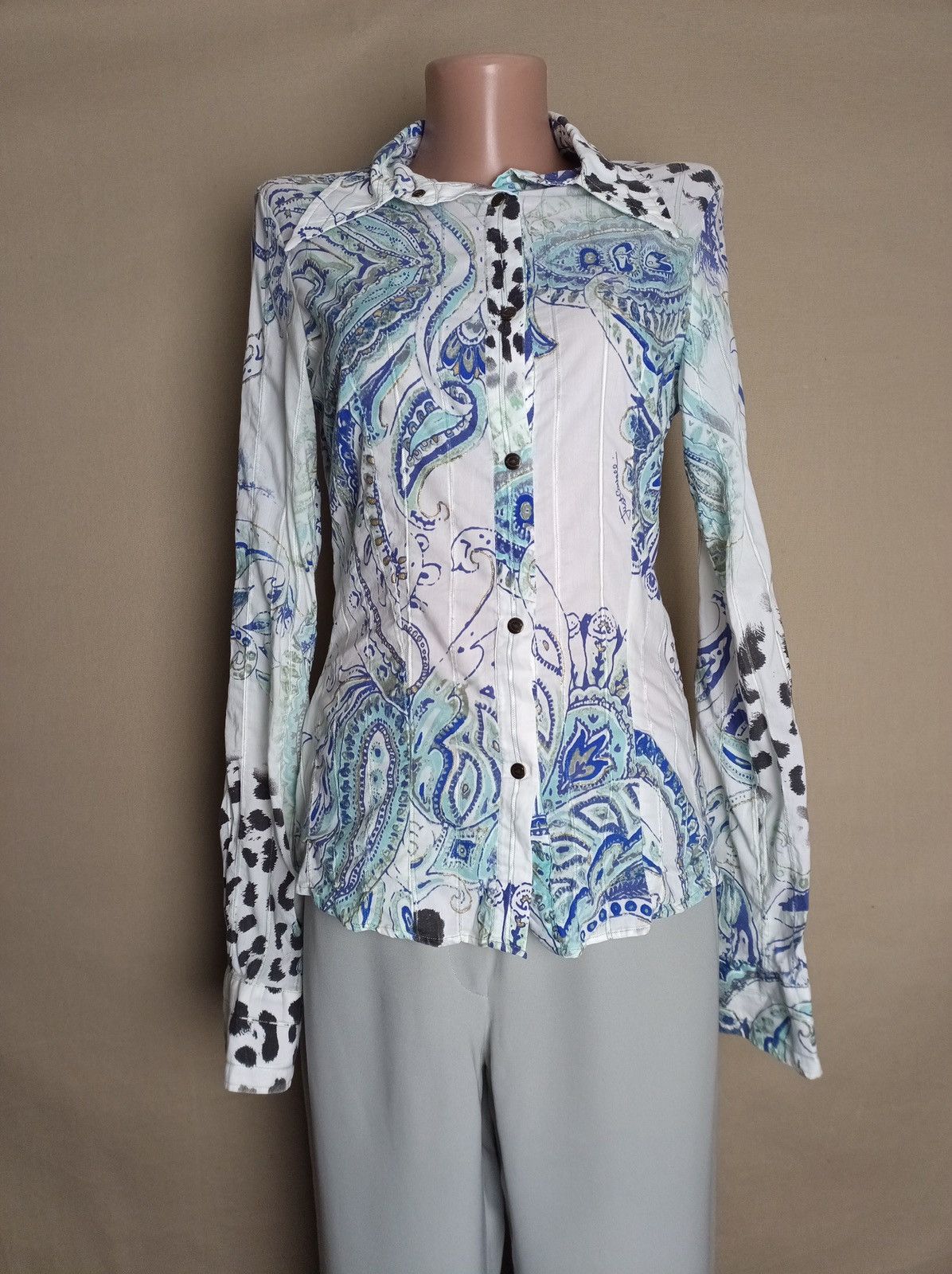 Roberto Cavalli Just Cavalli Paisley Blouse Shirt Size XS