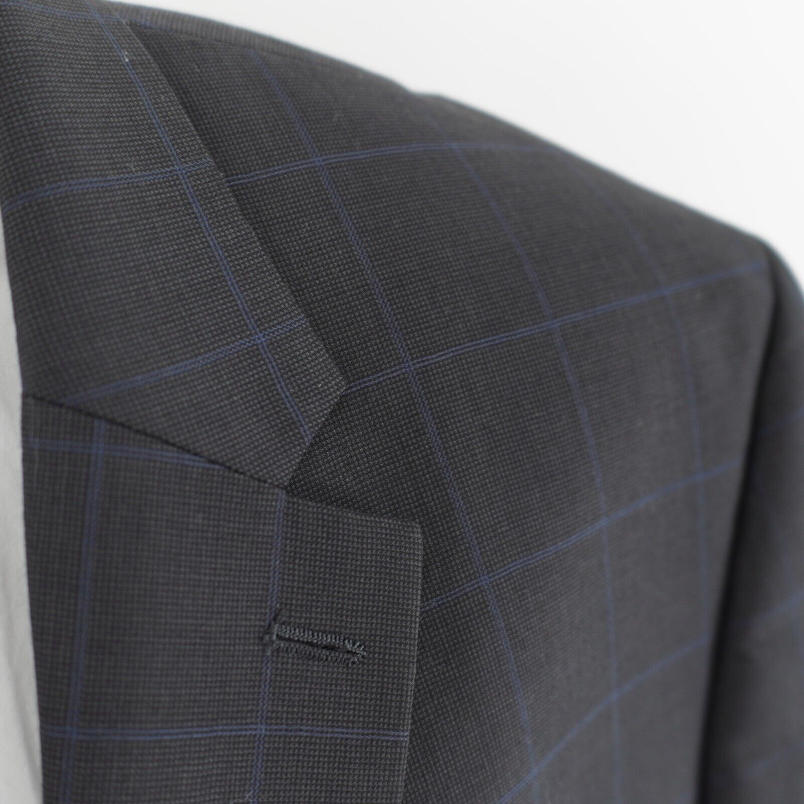 Lauren Ralph Lauren Lauren Ralph Lauren Gray Nailshead Blue Windowpane Wool 2 Bu Size 48R - 2 Thumbnail