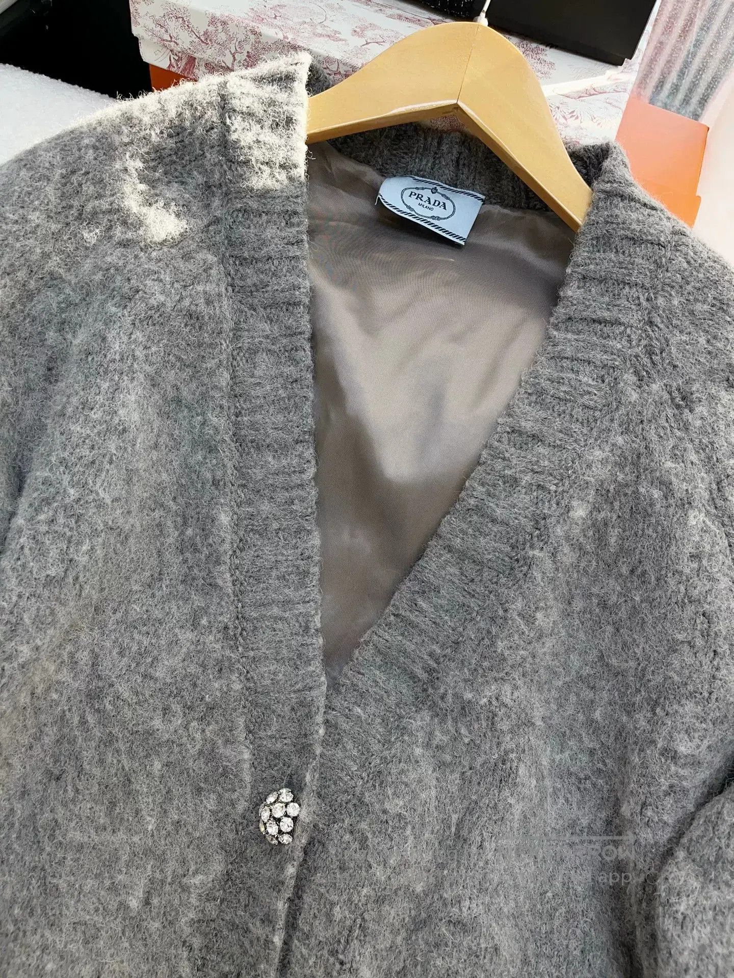 Prada Prada Gray Diamond Button Knit Cardigan. Size US S / EU 44-46 / 1 - 2 Thumbnail