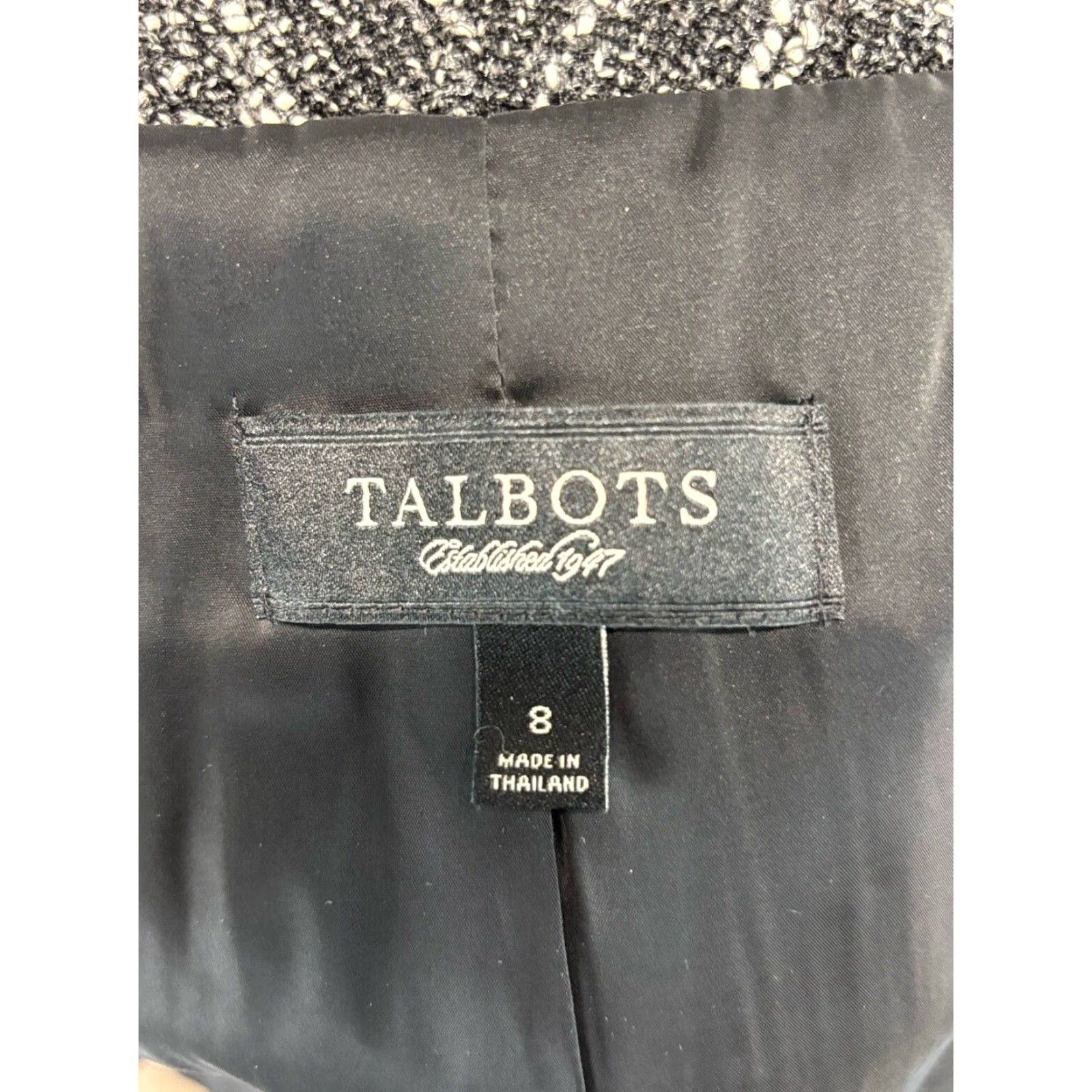 Talbots VINTAGE Talbots Blazer Jacket Sz 8 Women’s Black White Tweed Like Career Blazer, Jacket, Classic, Preppy, Business, Fall Spring Winter Womens Size M / US 6-8 / IT 42-44 - 5 Thumbnail