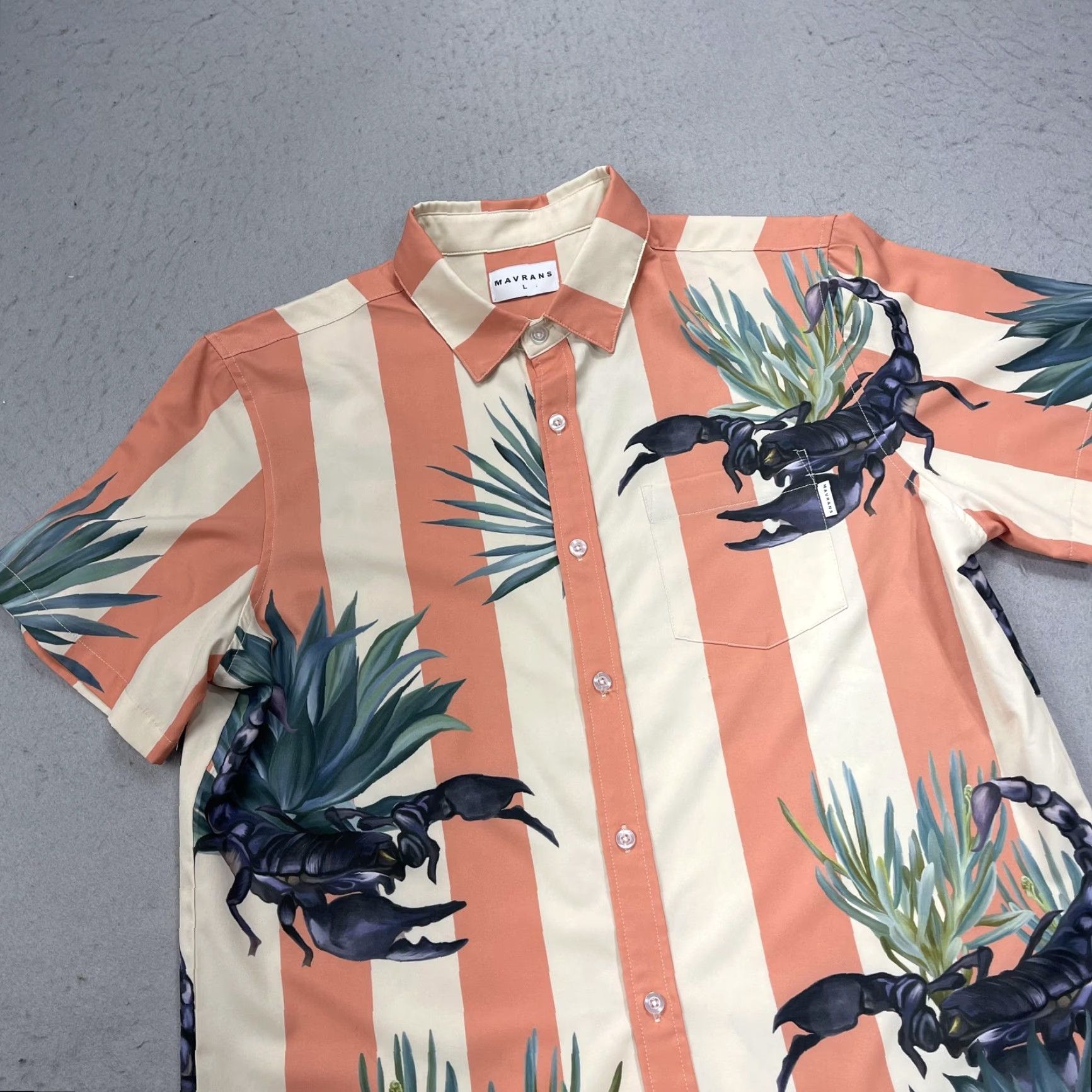 Vintage Mavrans Shirt Mens Large Floral Loud Scorpion Stripe CocoBlend Hawaiian Camp AOP Size US L / EU 52-54 / 3 - 3 Thumbnail