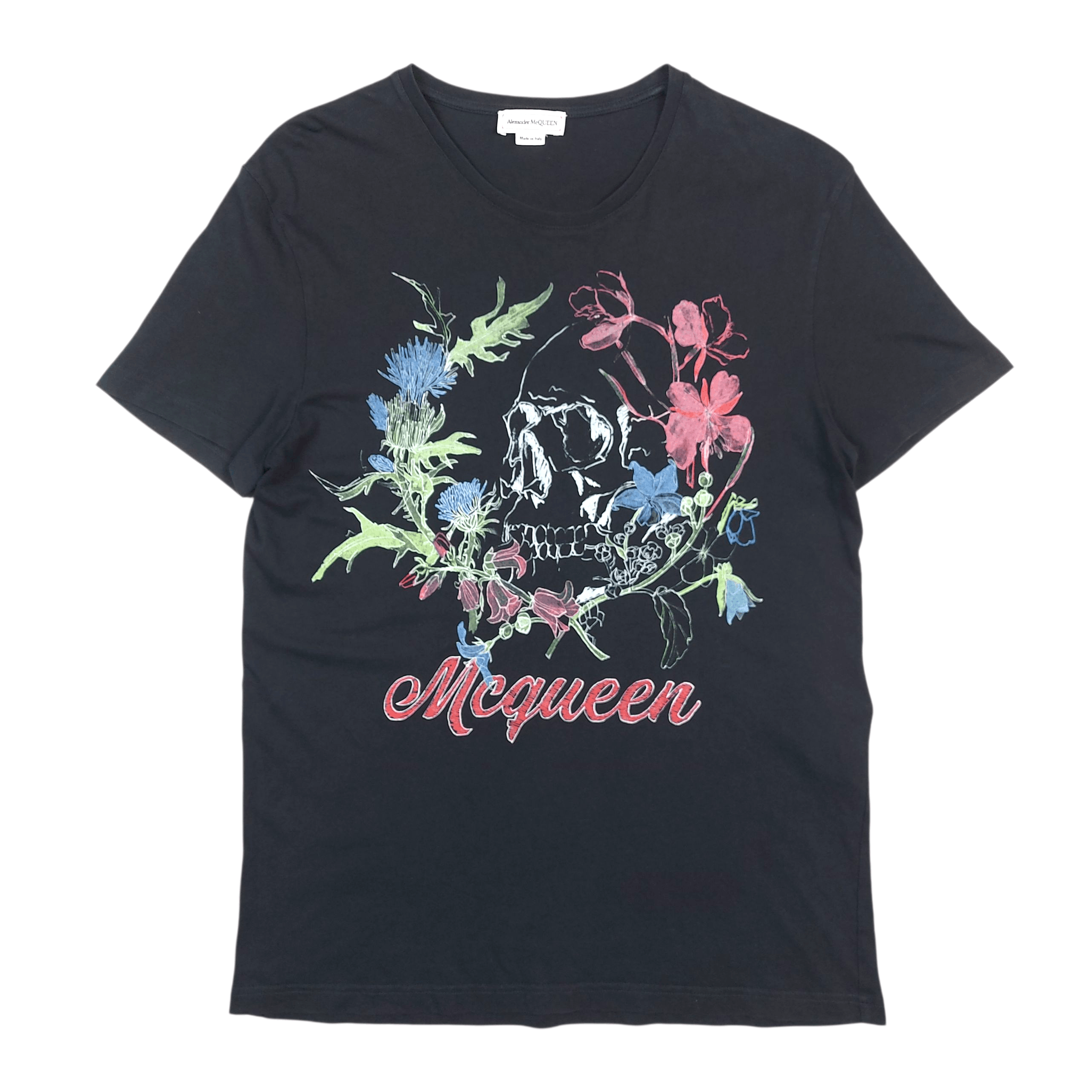 Alexander McQueen Alexander McQueen Brand Skull Floral Crown TEE 622100 0901 Size US S / EU 44-46 / 1 - 1 Thumbnail
