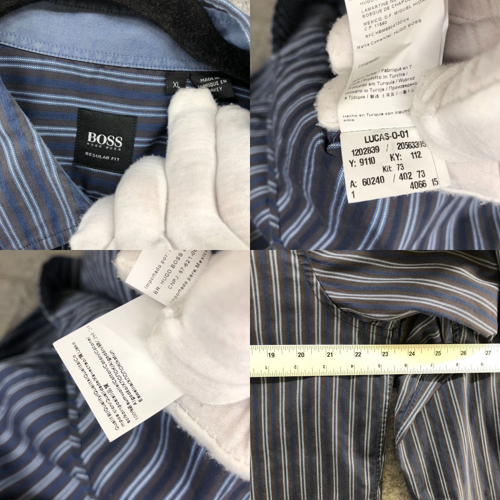 Hugo Boss VINTAGE Hugo Boss Lucas Dress Shirt Mens XL Blue Gray Striped Cotton Long Sleeve Business Formal Workwear Size 46R - 8 Thumbnail