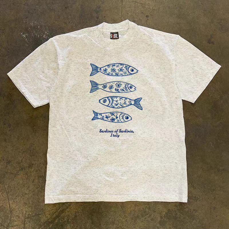 Vintage Gray washed vintage fish print t-shirt Size US M / EU 48-50 / 2 - 1 Thumbnail