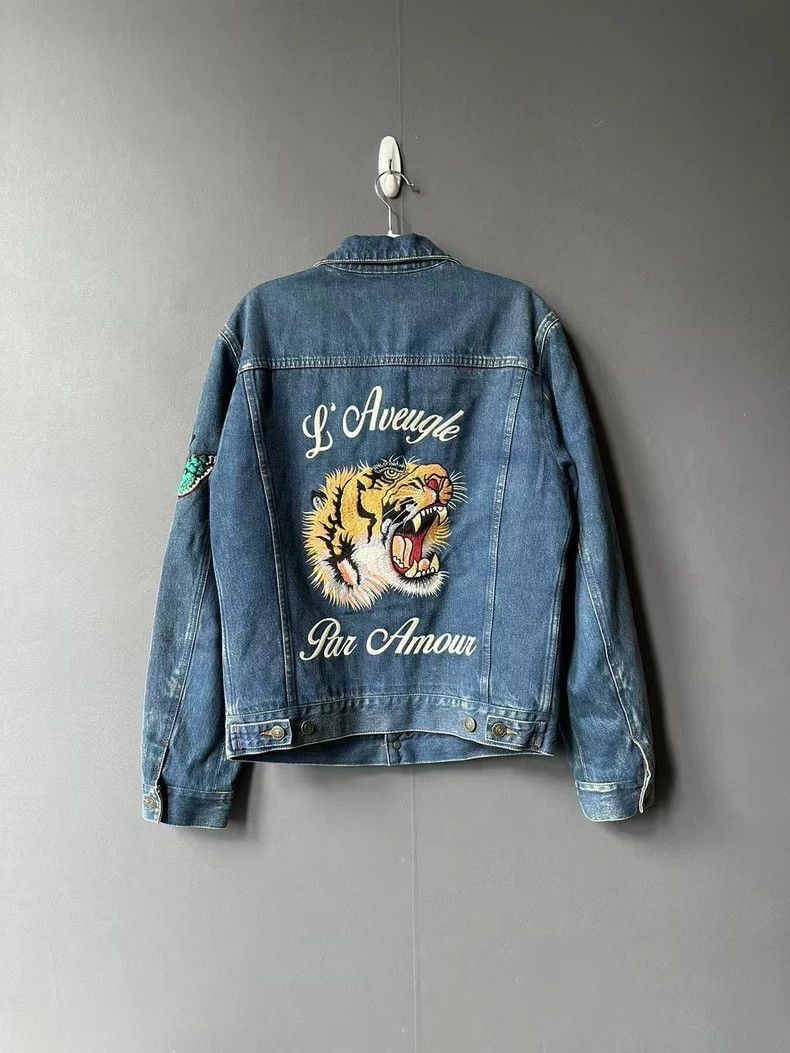Gucci gucci tiger head denim jacket size 48 Size US M / EU 48-50 / 2 - 2 Thumbnail