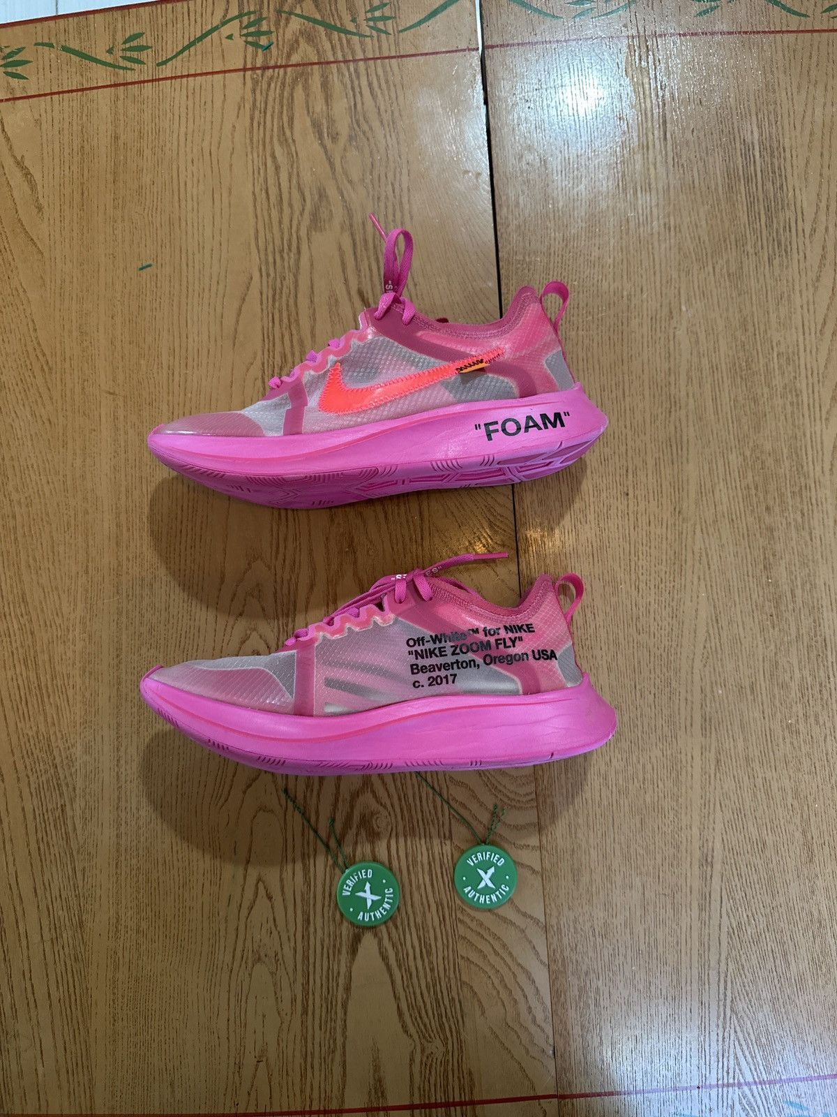 Nike × Off-White Off-White Nike Zoom Fly “tulip pink” Size US 6.5 / EU 39-40 - 2 Thumbnail