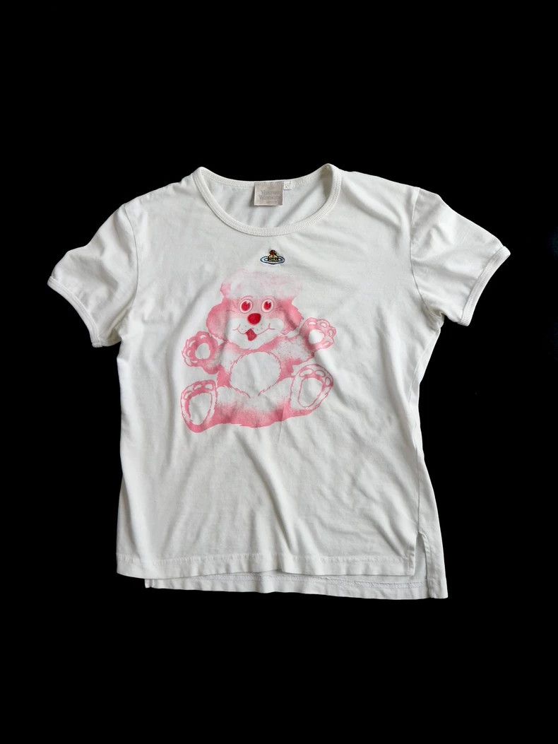 Vivienne Westwood Pink bear antique Saturn embroidered T-s