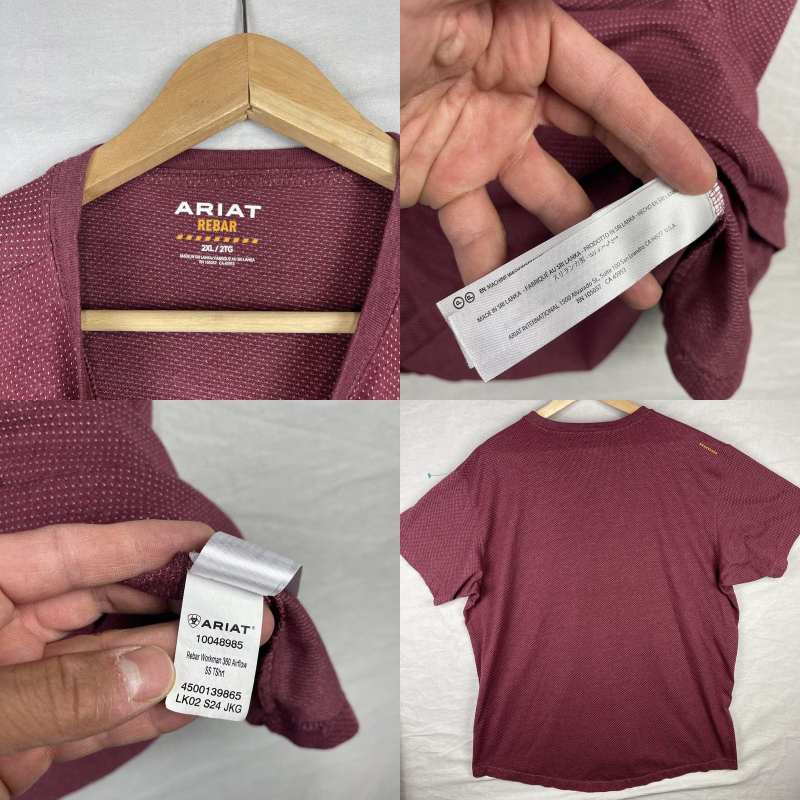 Ariat Ariat Rebar Shirt Mens 2XL XXL Purple Workman 360 AirFlow Short Sleeve Pocket Shirt Mens Purple 2XL Ariat Rebar Pocket Modern Outdoor Western Mens Size US XXL / EU 58 / 5 - 8 Thumbnail