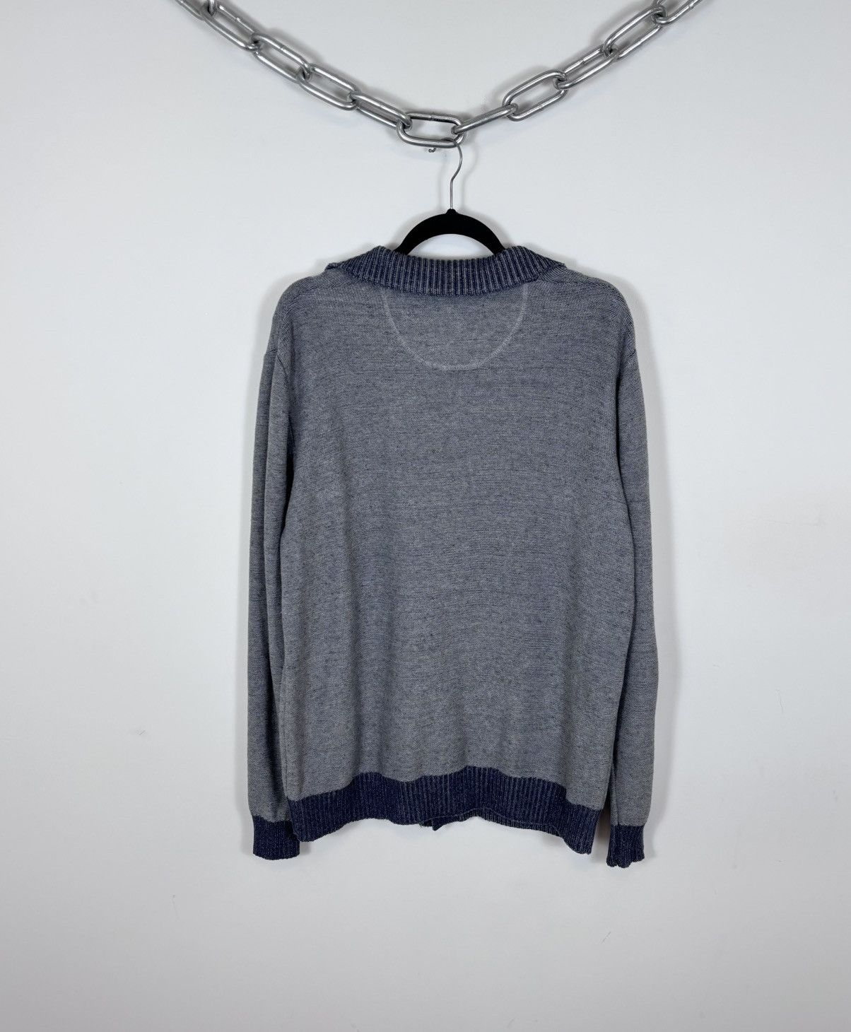 Carlo Colucci Carlo Colucci Men’s Grey/Navy Pocket Cotton Cardigan Sweater Size US L / EU 52-54 / 3 - 16 Thumbnail