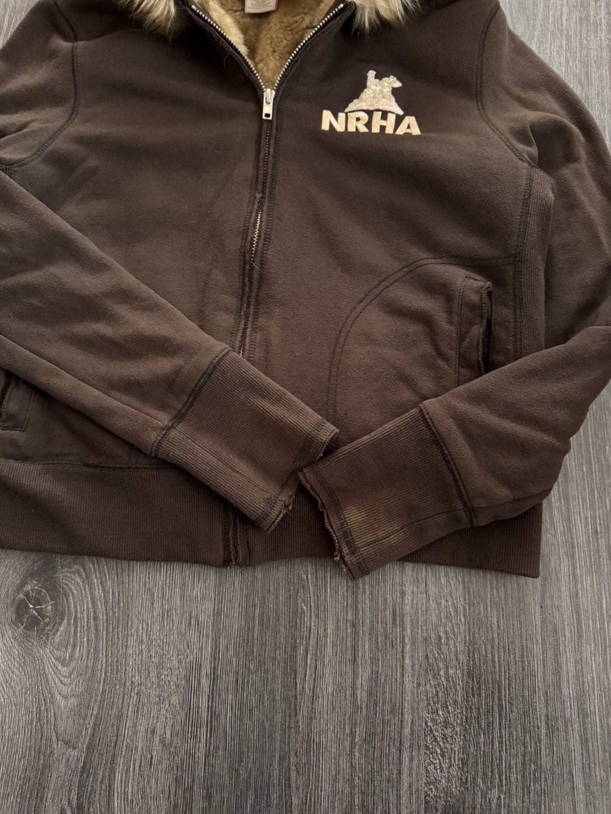 Vintage Vintage NRHA Brown Cropped Fur Hoodie Size US S / EU 44-46 / 1 - 4 Thumbnail