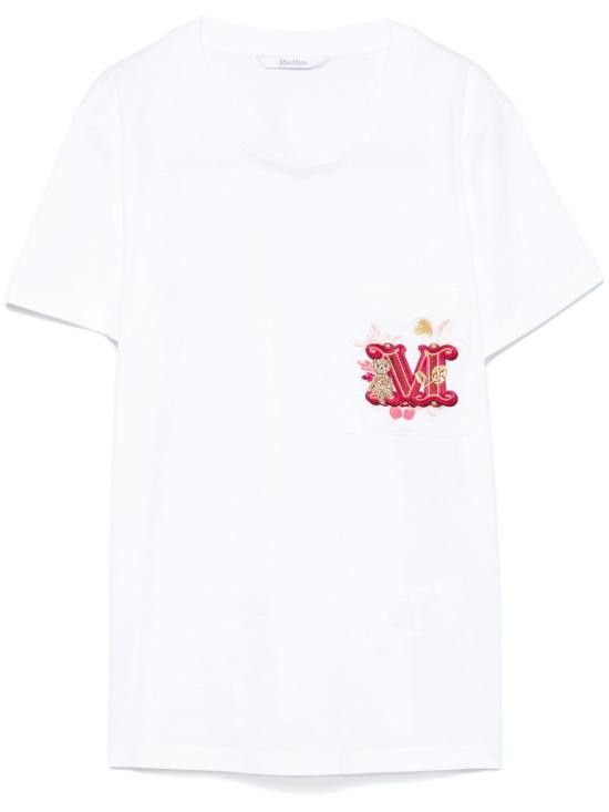 MAX MARA｜ (NUNZIO (11941021 004 / 11941021600 004)) Jersey T-shirt with embroidered pocket, white | 