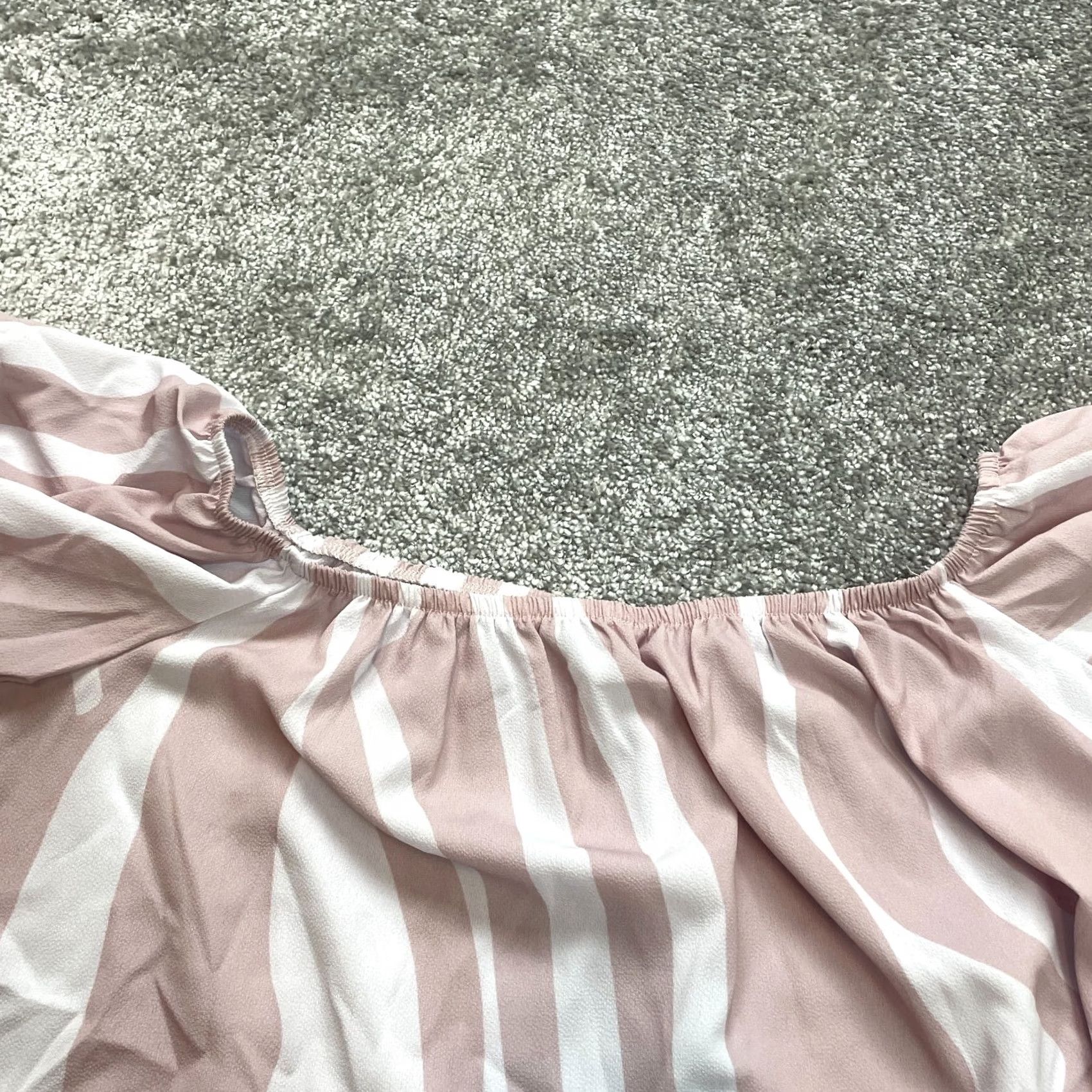 Pinko Unbranded Peasant Blouse Top Womens XL Pink Striped Stretch Off the Shoulder Blouse Size XL / US 12-14 / IT 48-50 - 5 Thumbnail