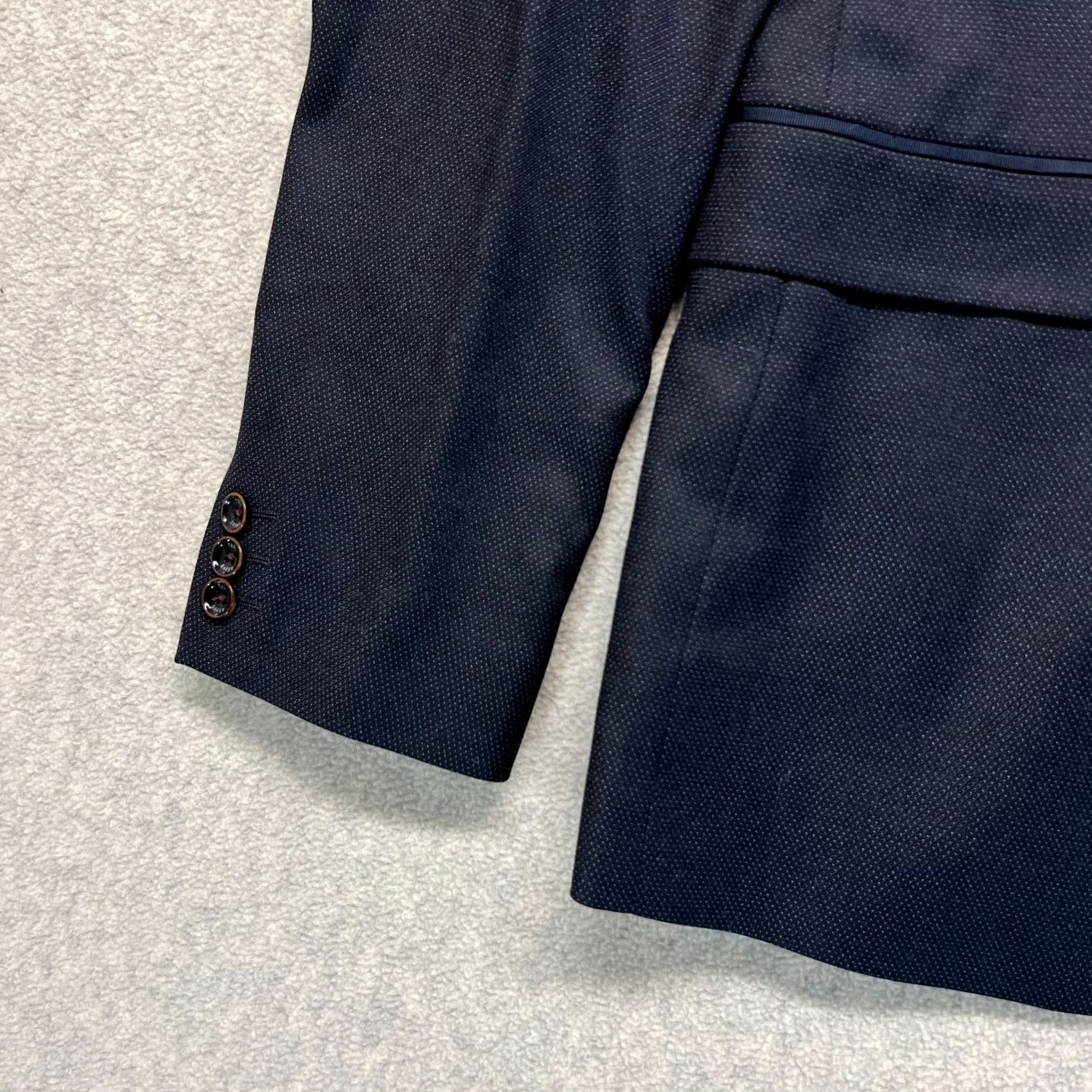 Ted Baker NWT Ted Baker Mens Blazer L Navy Blue Solid Classic Single Breasted Two-Button Tuxedo Size 42R - 5 Thumbnail