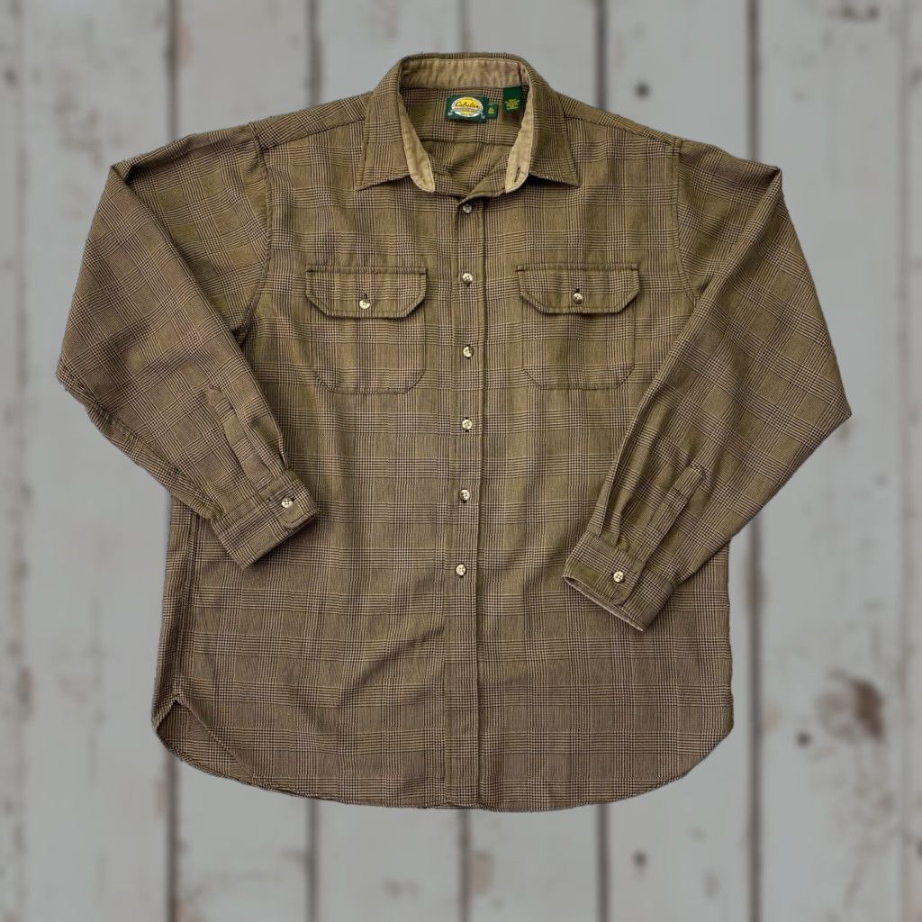 Vintage VINTAGE Cabela’s Beige Black houndstooth button down shirt XL Tall Size US XL / EU 56 / 4 - 1 Thumbnail