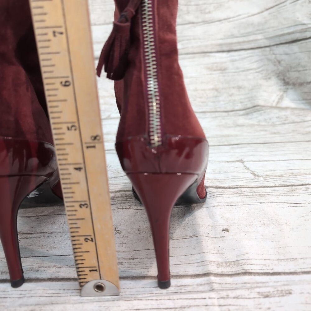 Giorgio Armani Giorgio Armani Suede Stiletto Ankle Boots Burgundy Pointed Size US 7 / IT 37 - 4 Thumbnail