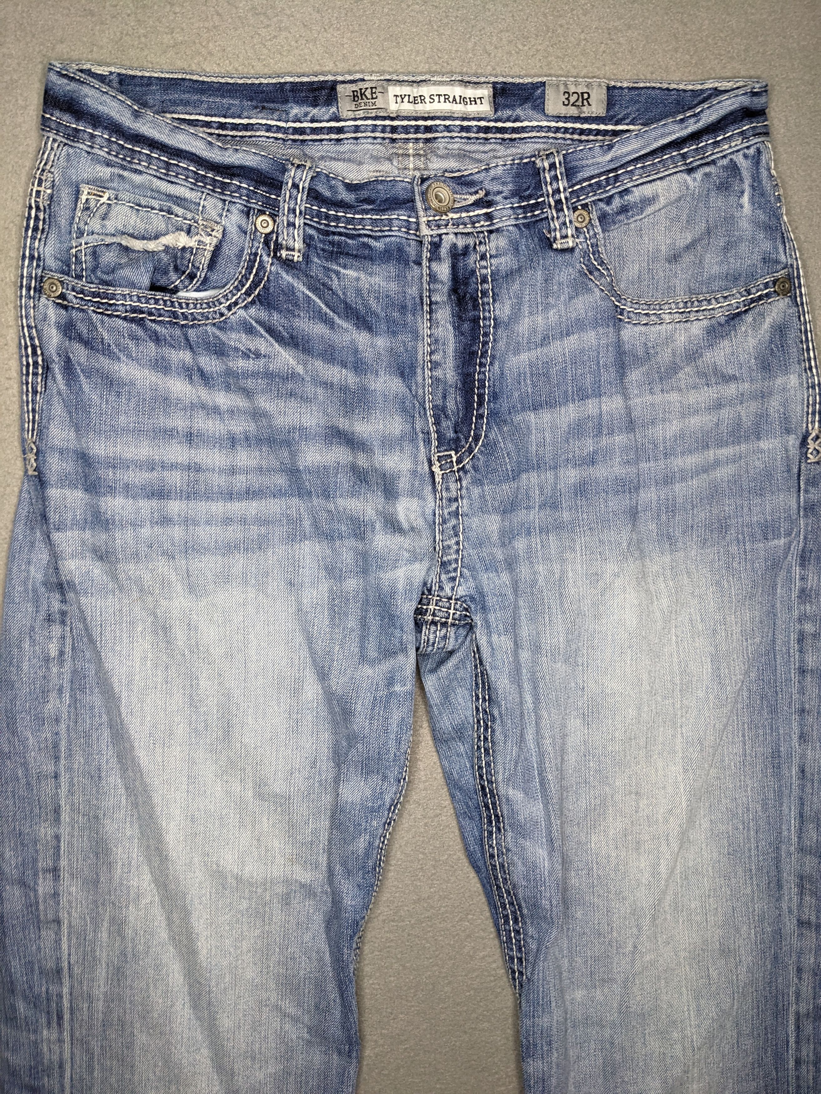 BKE BKE Tyler Straight Jeans 32x30 Distressed Whiskered Western Size US 32 / EU 48 - 3 Thumbnail