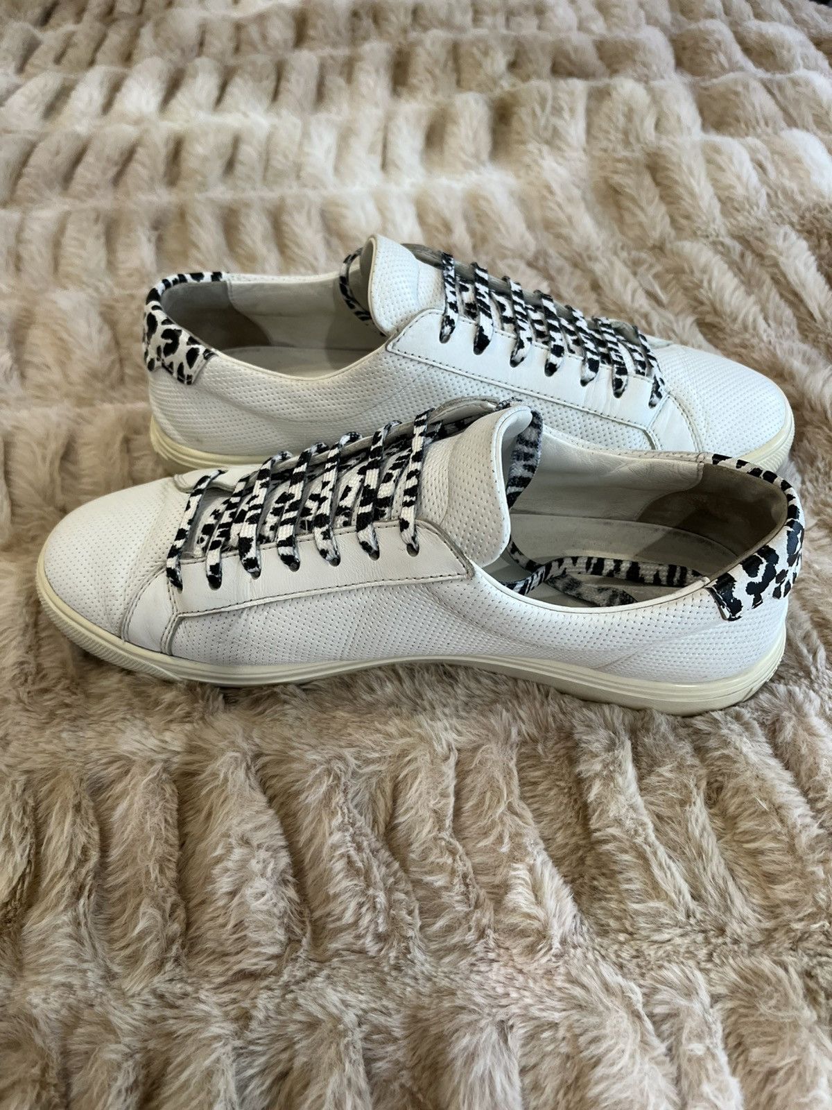 Saint Laurent Paris Saint Laurent Paris White Leather with Leopard Details Size US 10 / IT 40 - 4 Thumbnail