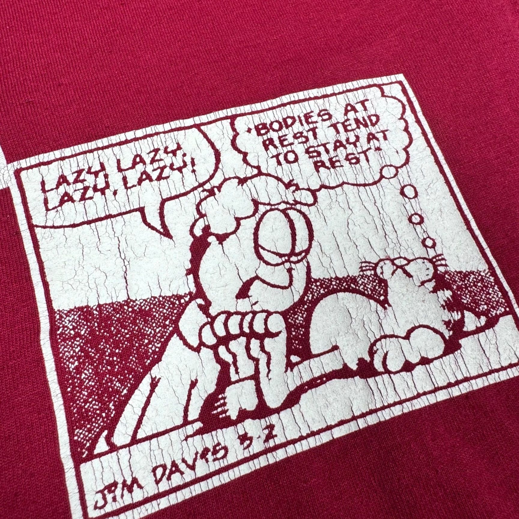 Vintage VINTAGE Physics Garfield Jim Davis Shirt - Burgundy - Medium - 90s - Men - T-Shirt - Unbranded - Regular - Burgundy - 90s - Mens Size US M / EU 48-50 / 2 - 7 Thumbnail
