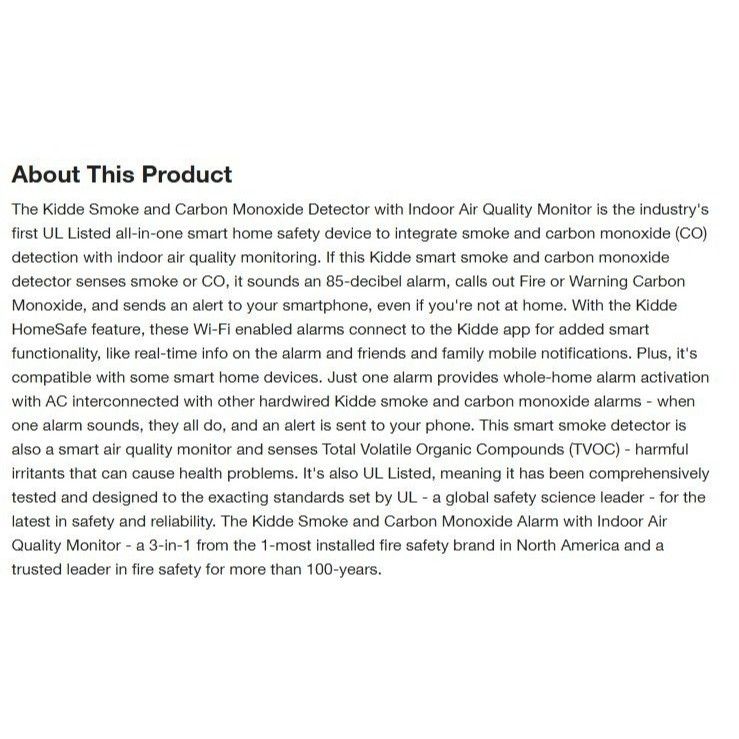 Designer Kidde Smart Wired Smoke Carbon Monoxide Detector Air Quality Size ONE SIZE - 11 Thumbnail