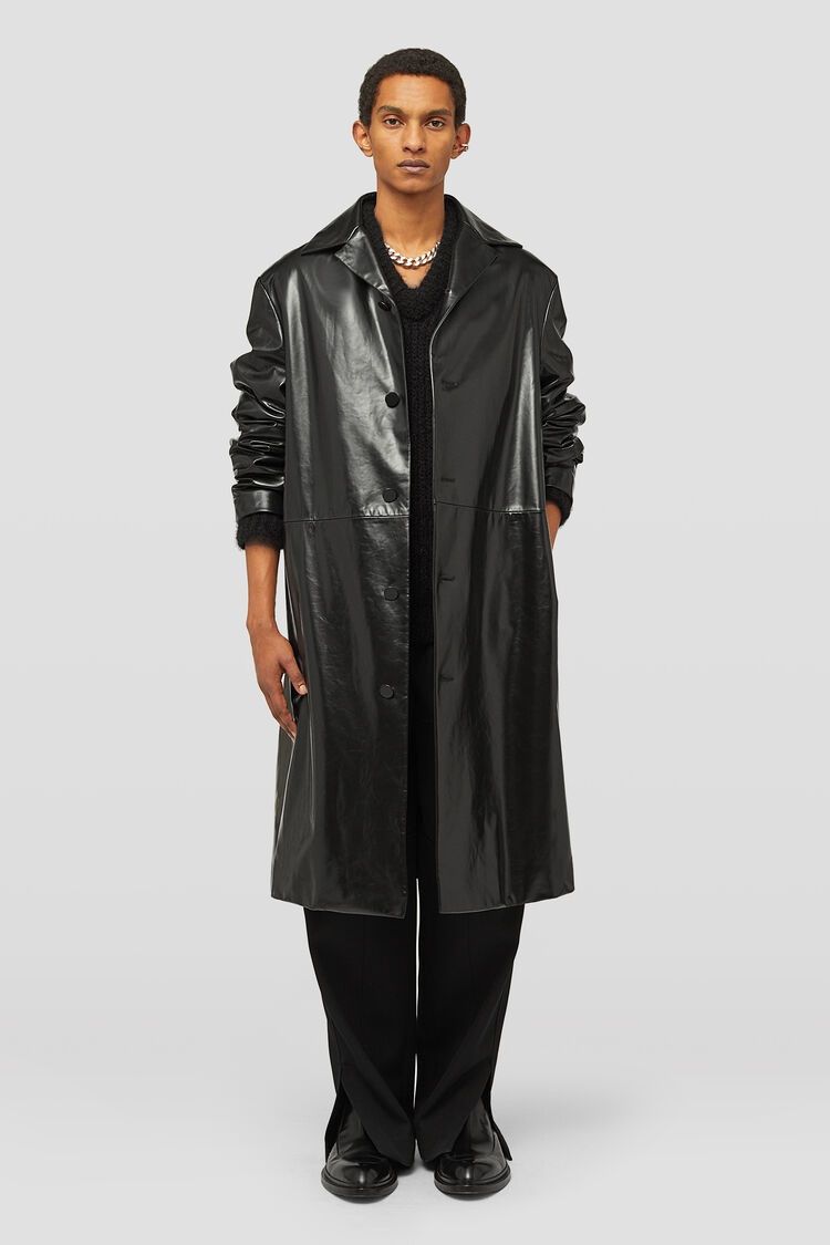 Jil Sander o1w1db10825 Leather Coat in Black Size US XL / EU 56 / 4 - 2 Thumbnail