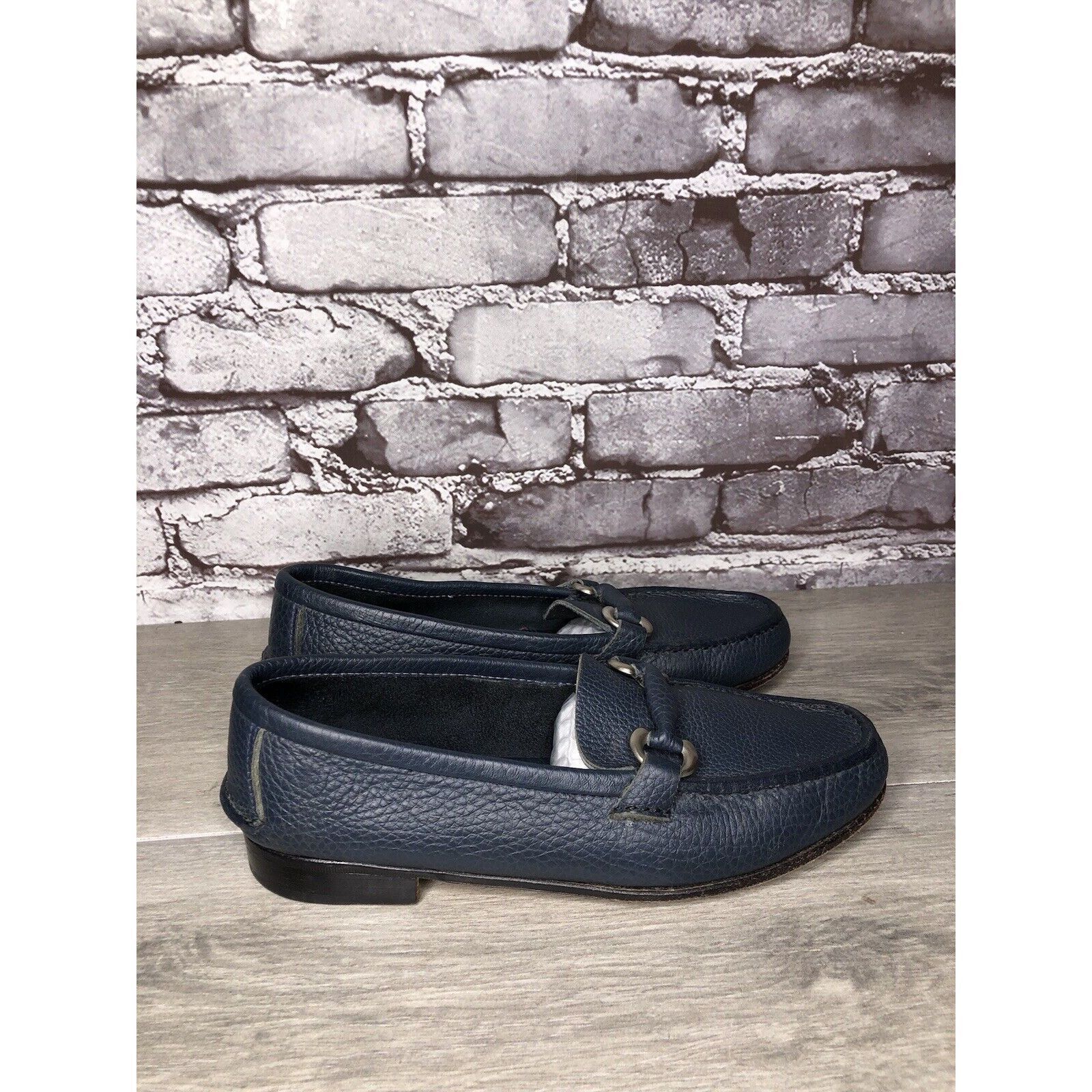 Guidi Guido Navy Blue Leather Slip On Horsebit Loafers Flats Shoes Size US 9 / IT 39 - 14 Thumbnail
