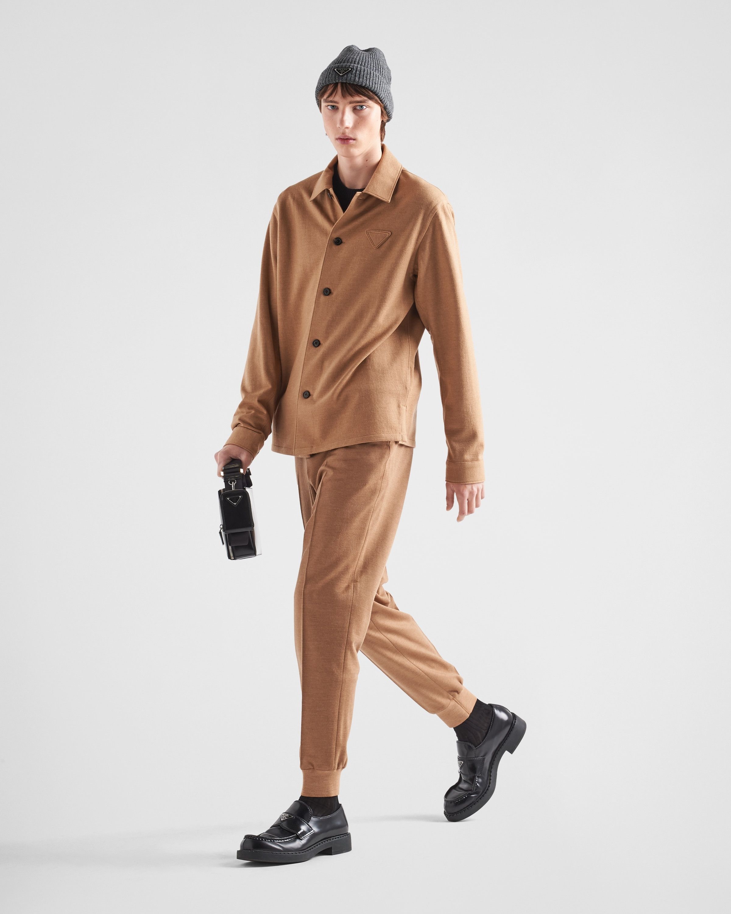 Prada o1la1rc1a0925 Wool Blend Shirt in Brown Size US S / EU 44-46 / 1 - 2 Thumbnail