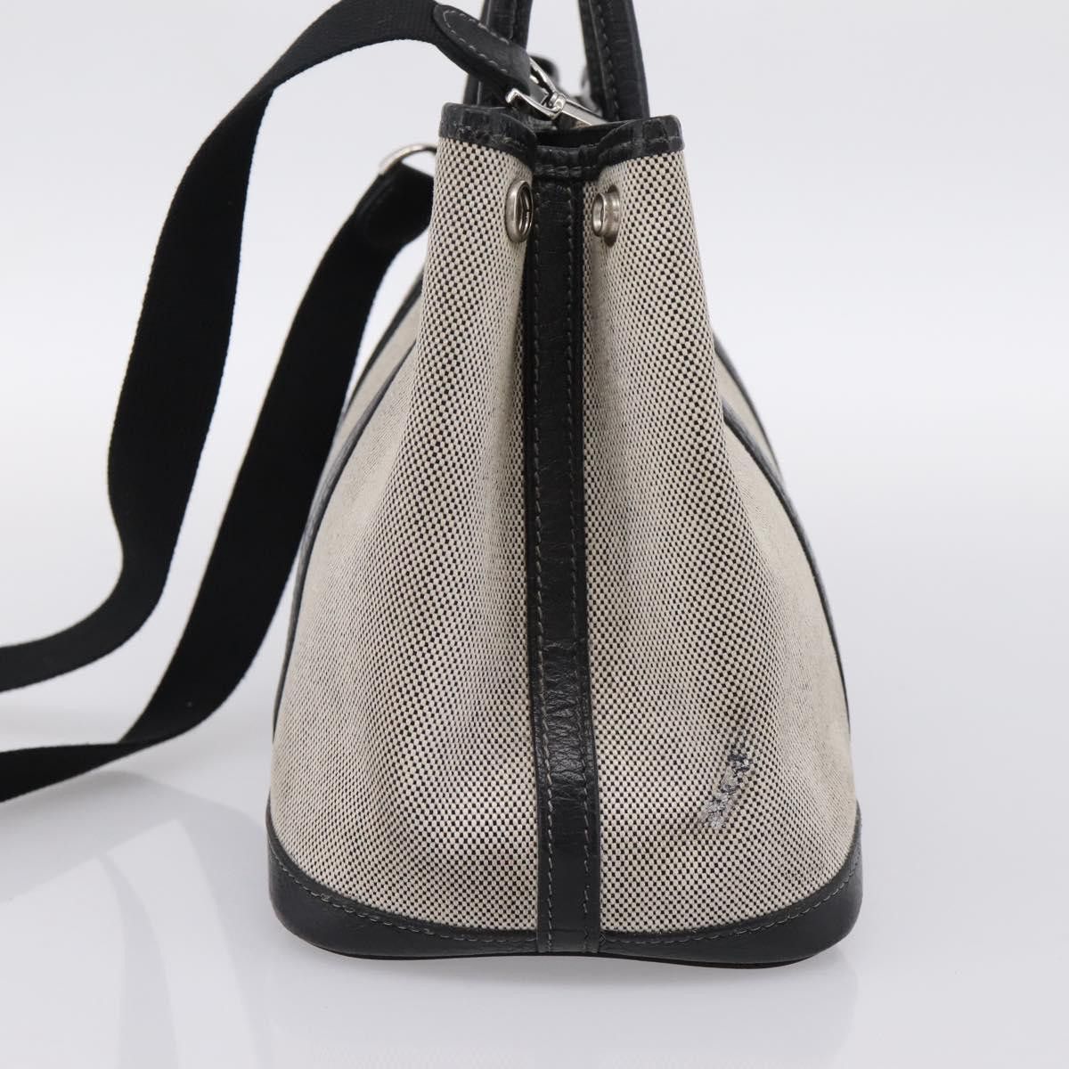 Hermes HERMES Garden Party PM Hand Bag Canvas 2way Gray Silver Auth Size ONE SIZE - 4 Thumbnail