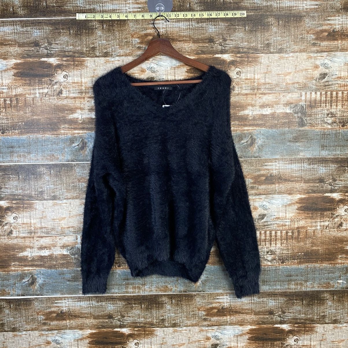 Homespun Knitwear DL Ingni Black Mohair fur shaggy Knitwear #C1105 Size M / US 6-8 / IT 42-44 - 1 Thumbnail
