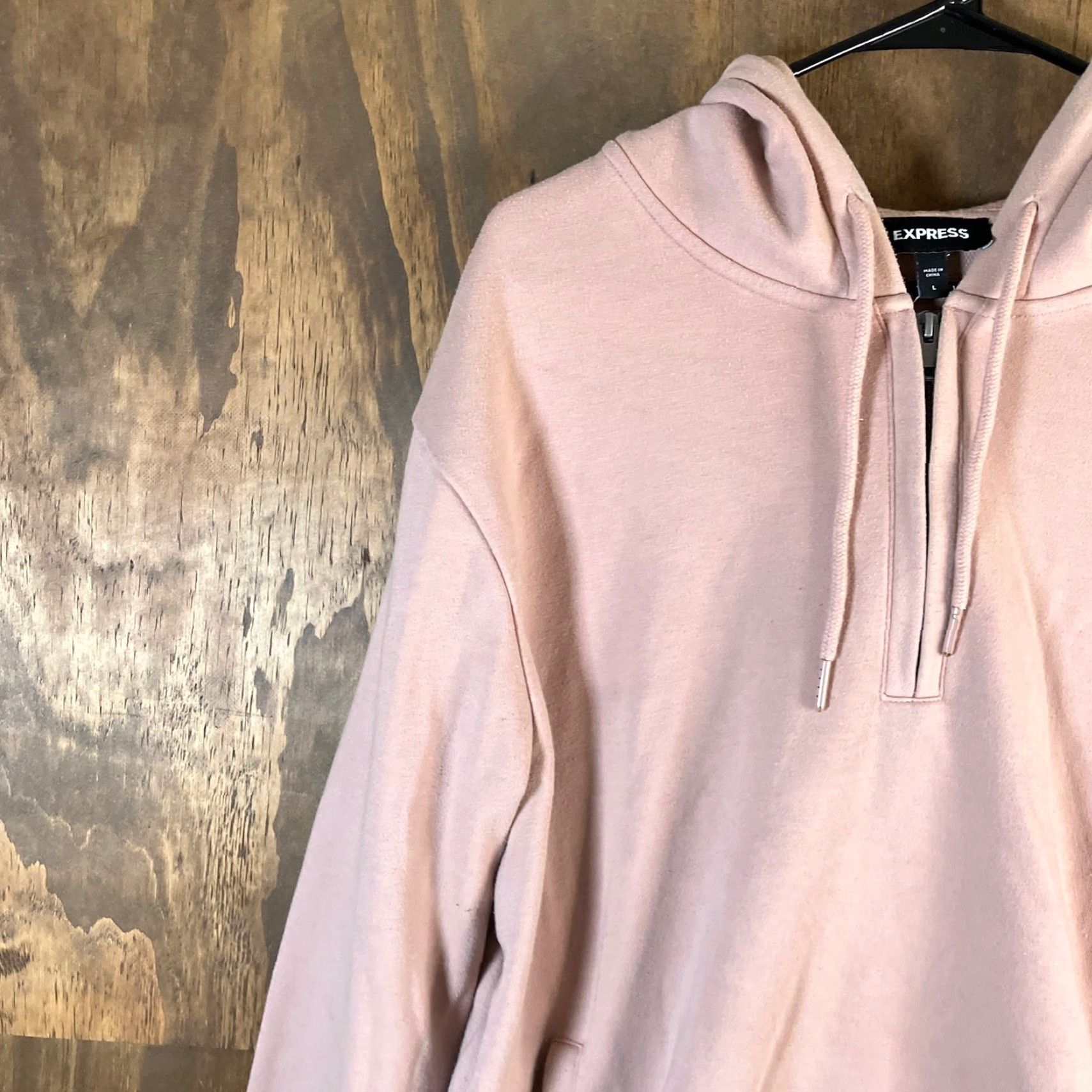 Vintage Express Womens Sweatshirt Light Pink Pullover 1/4 Zip Hoodie Large Stretch Size L / US 10 / IT 46 - 4 Thumbnail