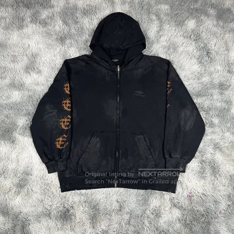 Balenciaga Balenciaga Buddha Letter Logo Zip-Up Hoodie with Tie-Dye a Size US XL / EU 56 / 4 - 1 Thumbnail