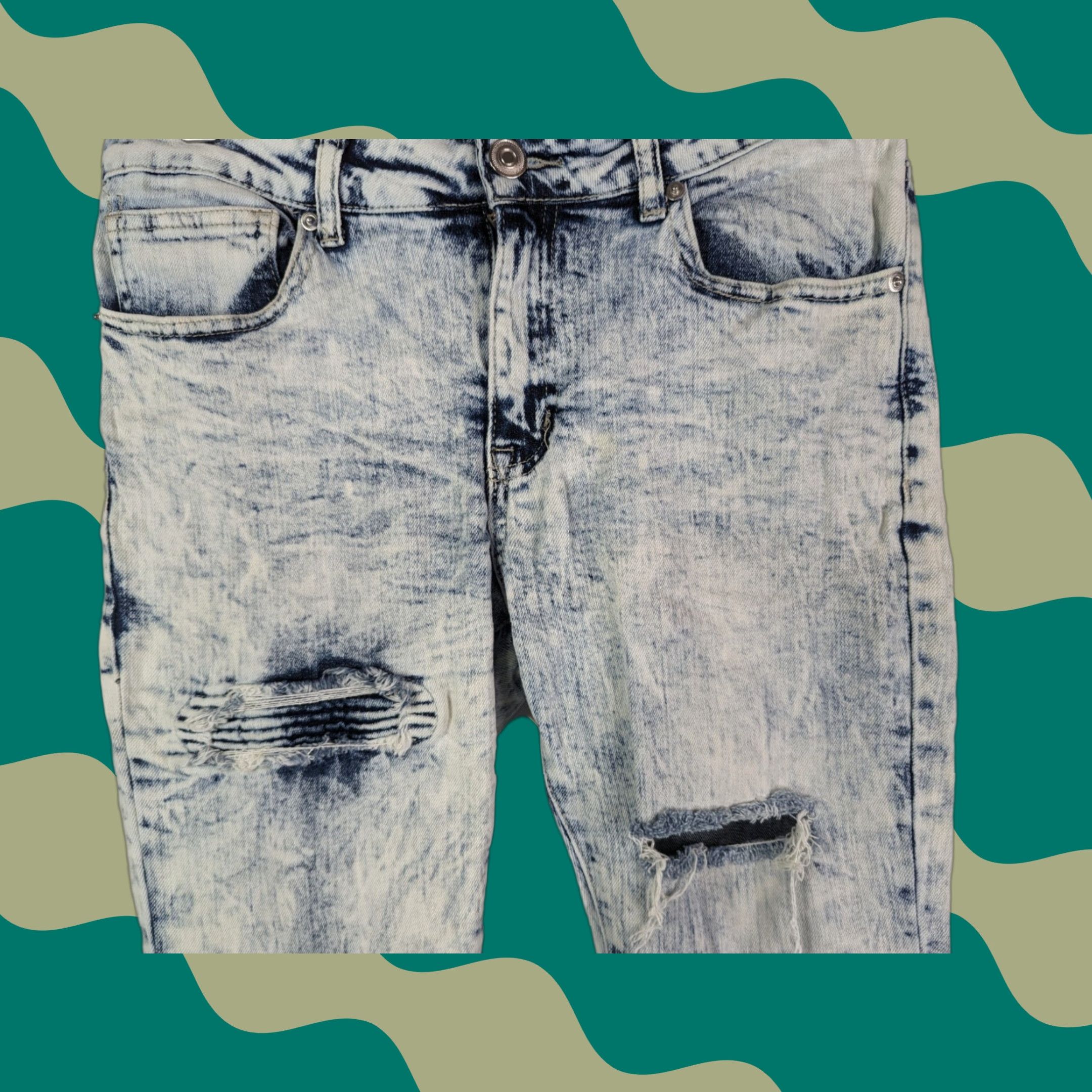 Forever 21 Forever 21 Men Jeans Slim Moto Distressed Bleached Light Wash Denim Size 30 Size US 30 / EU 46 - 1 Thumbnail