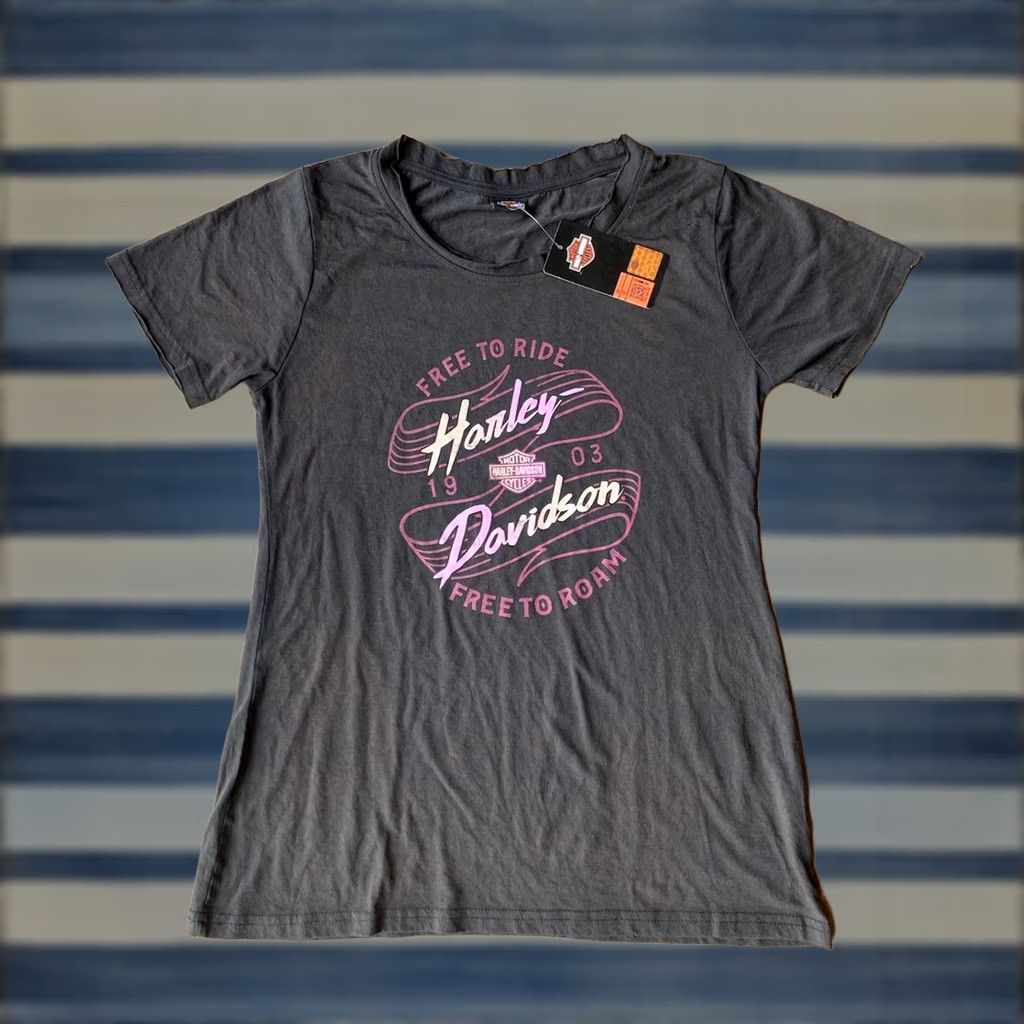 Harley Davidson Harley-Davidson Shirt Women’s Medium Biker Wings Black Crew Neck Short Sleeve T-Shirt NWT Boise Idaho Size S / US 4 / IT 40 - 1 Thumbnail