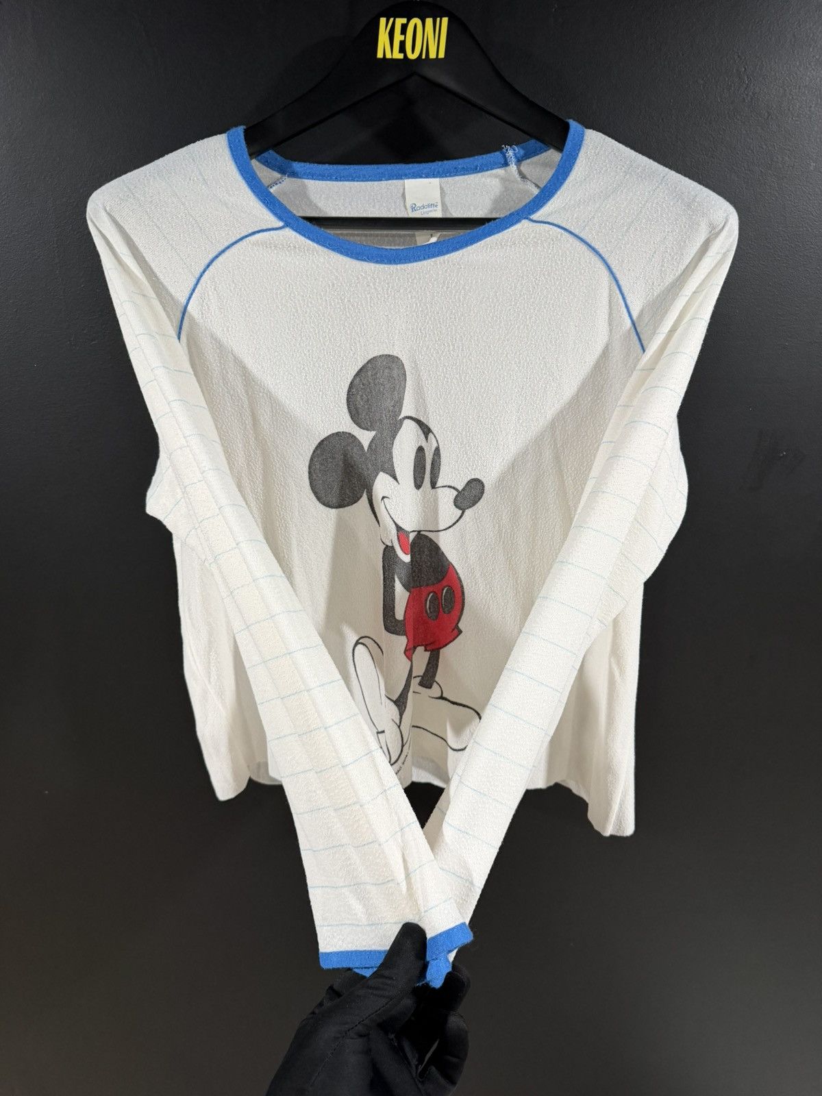 Vintage 1980s Vintage Mickey Mouse Soft Thin Cropped Grunge LS Tee M Size US M / EU 48-50 / 2 - 5 Thumbnail